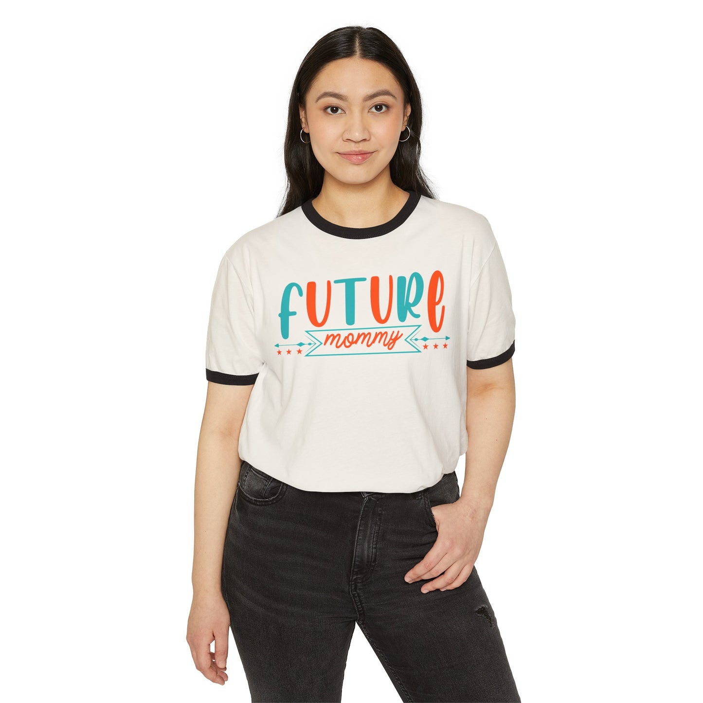Future Mommy, Future Mommy Tee, Future Mommy Ringer Tee, Future Mommy Tee, Pregnancy Tee, Pregnancy Ringer Tee, Unisex Cotton Ringer T-Shirt