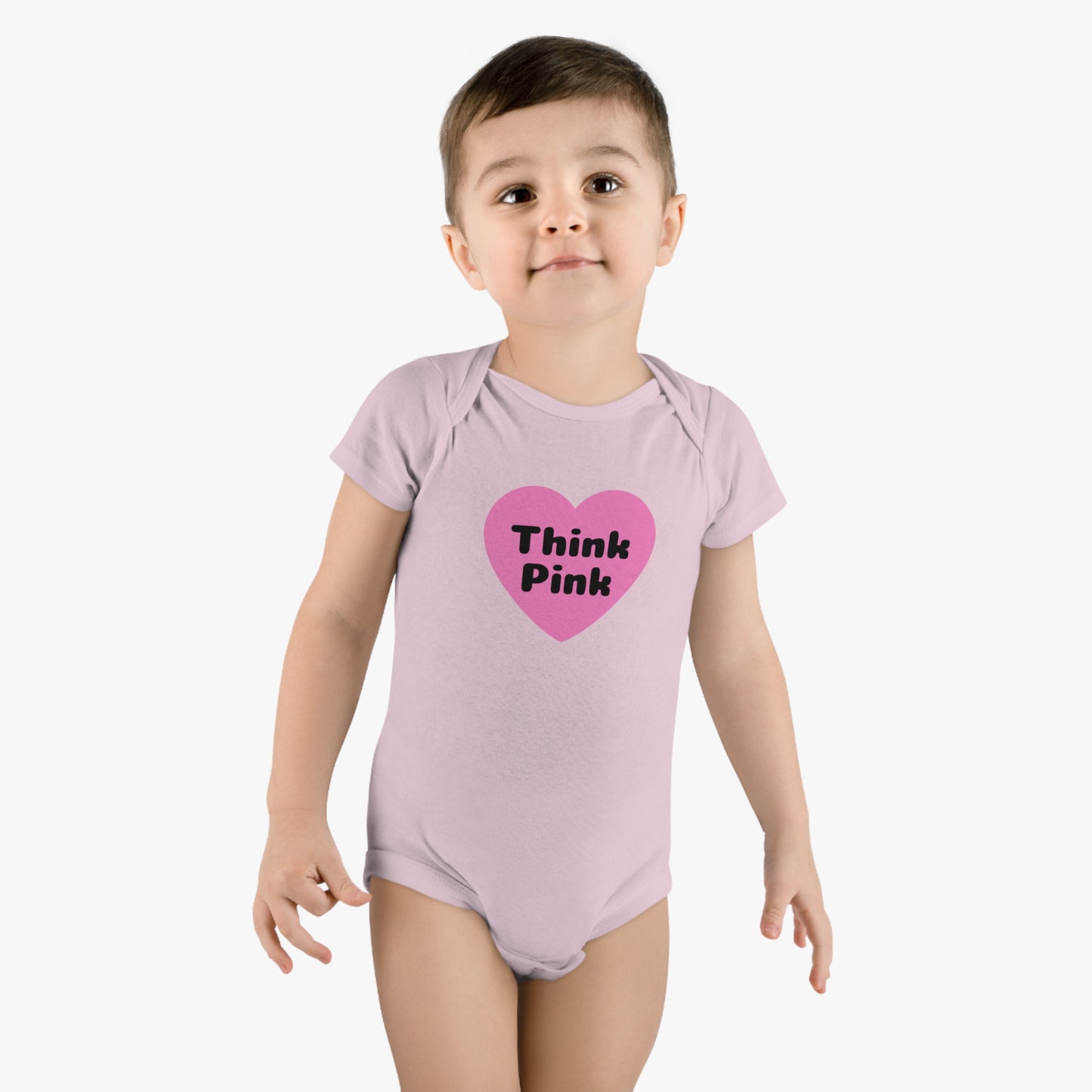 Think Pink, Think Pink Onesie, Think Pink Bodysuit, Think Pink Jumpsuit, Breast Cancer Awareness, Baby Short Sleeve Onesie®