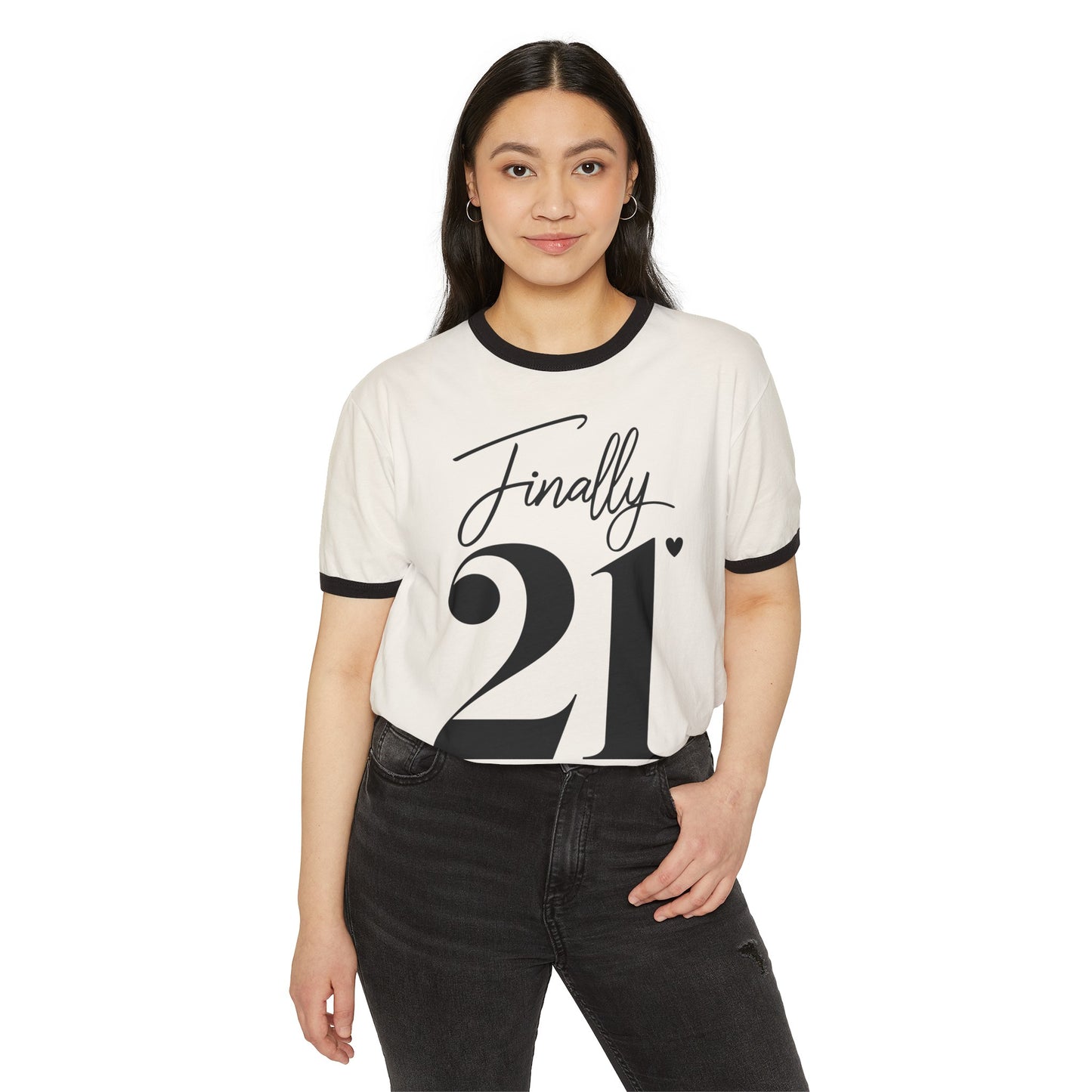 Finally 21, 21 years old, 21 today, 21st Tee, 21st T-shirt, 21st Ringer Tee, Unisex Cotton Ringer T-Shirt