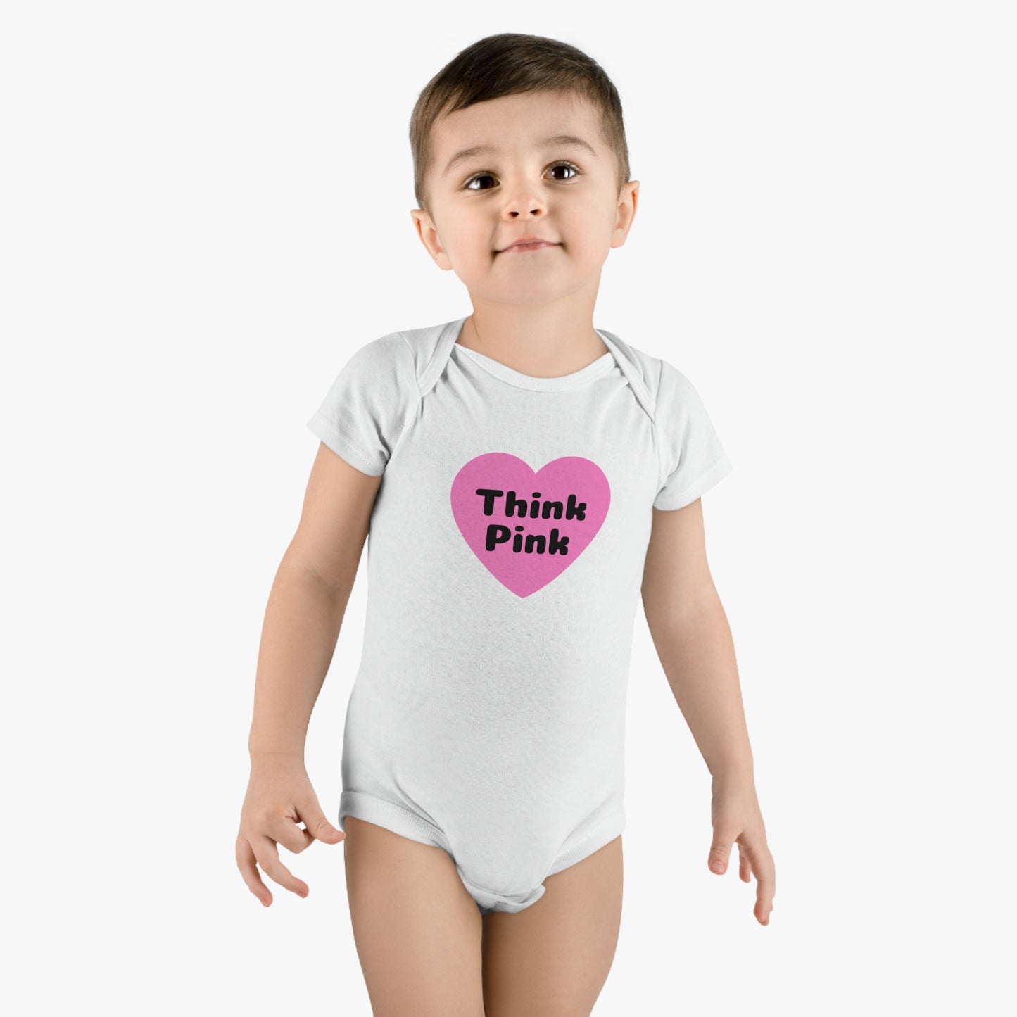 Think Pink, Think Pink Onesie, Think Pink Bodysuit, Think Pink Jumpsuit, Breast Cancer Awareness, Baby Short Sleeve Onesie®