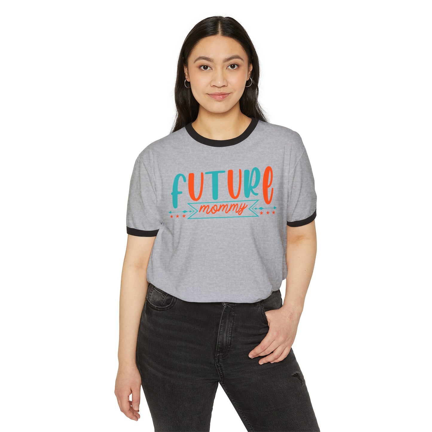 Future Mommy, Future Mommy Tee, Future Mommy Ringer Tee, Future Mommy Tee, Pregnancy Tee, Pregnancy Ringer Tee, Unisex Cotton Ringer T-Shirt