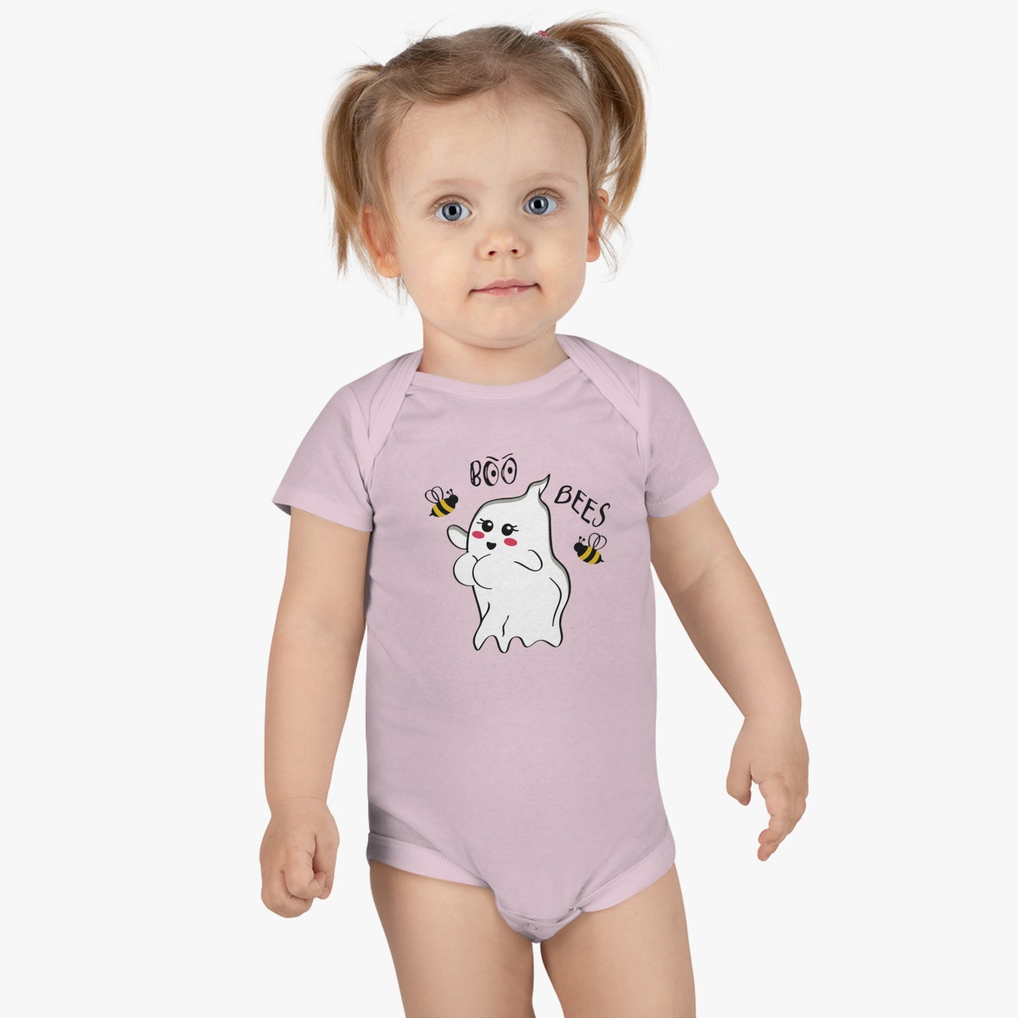 Boo Bees Breast Cancer Awareness Halloween, Bodysuit, Baby Short Sleeve Onesie®