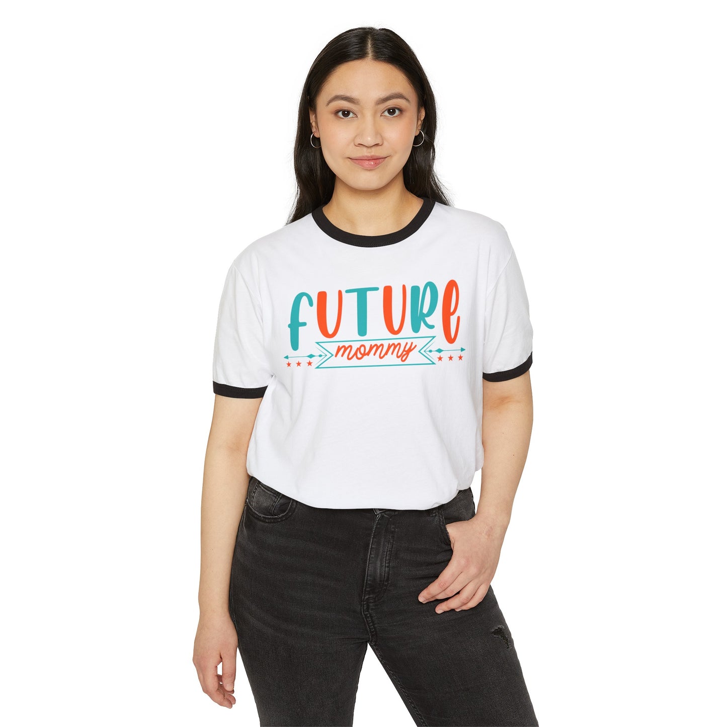 Future Mommy, Future Mommy Tee, Future Mommy Ringer Tee, Future Mommy Tee, Pregnancy Tee, Pregnancy Ringer Tee, Unisex Cotton Ringer T-Shirt