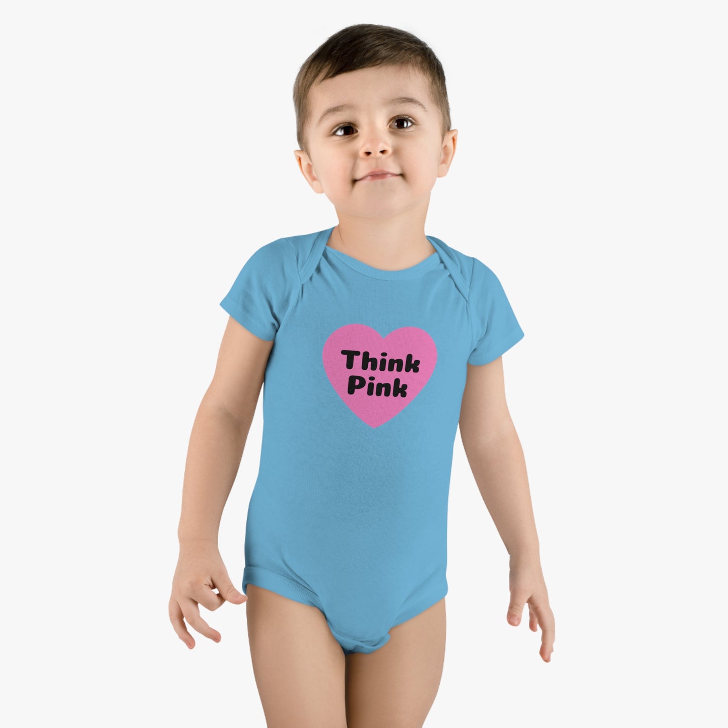 Think Pink, Think Pink Onesie, Think Pink Bodysuit, Think Pink Jumpsuit, Breast Cancer Awareness, Baby Short Sleeve Onesie®