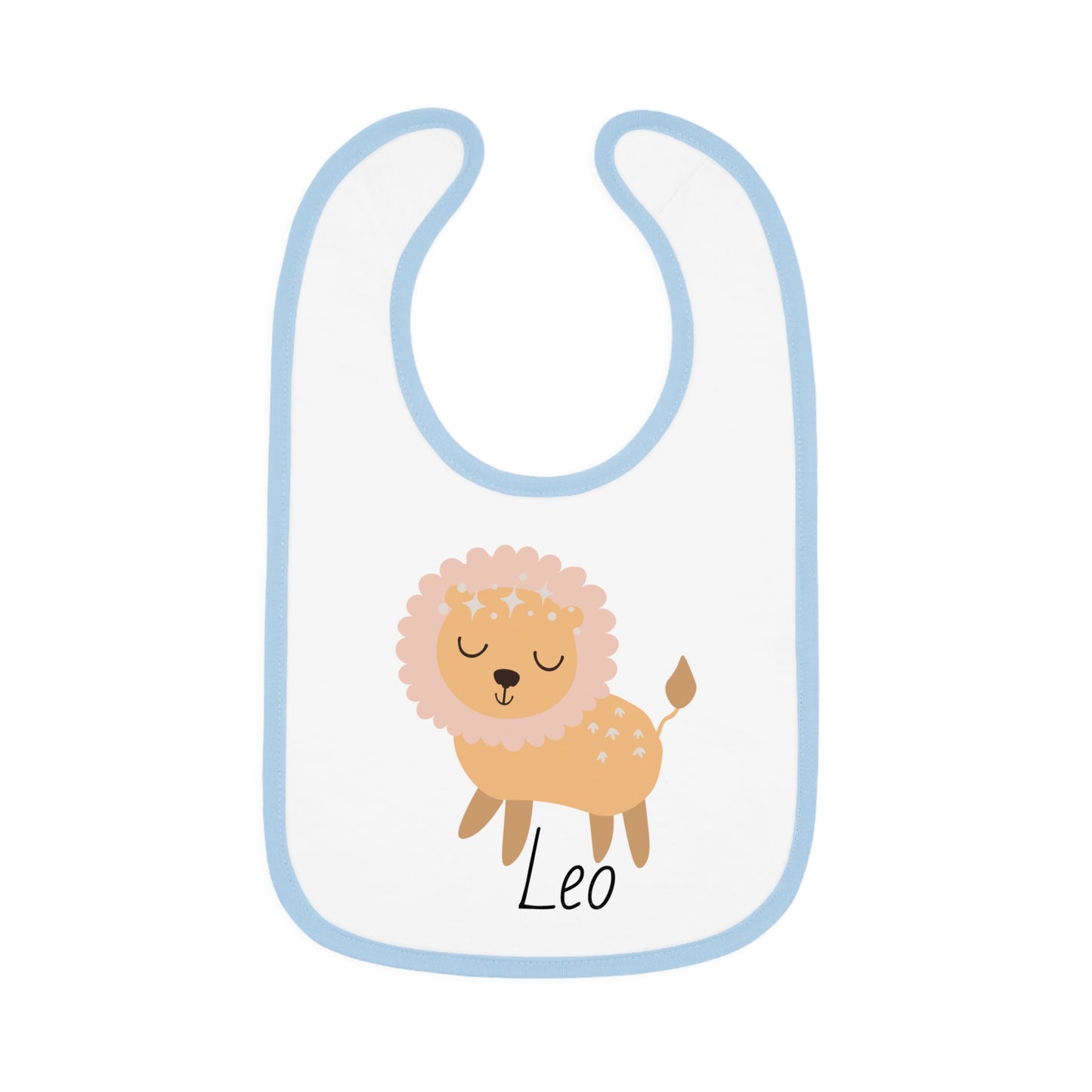 Leo Bib, Leo Baby Bib, Zodiac Sign Bib, Baby Contrast Trim Jersey Bib