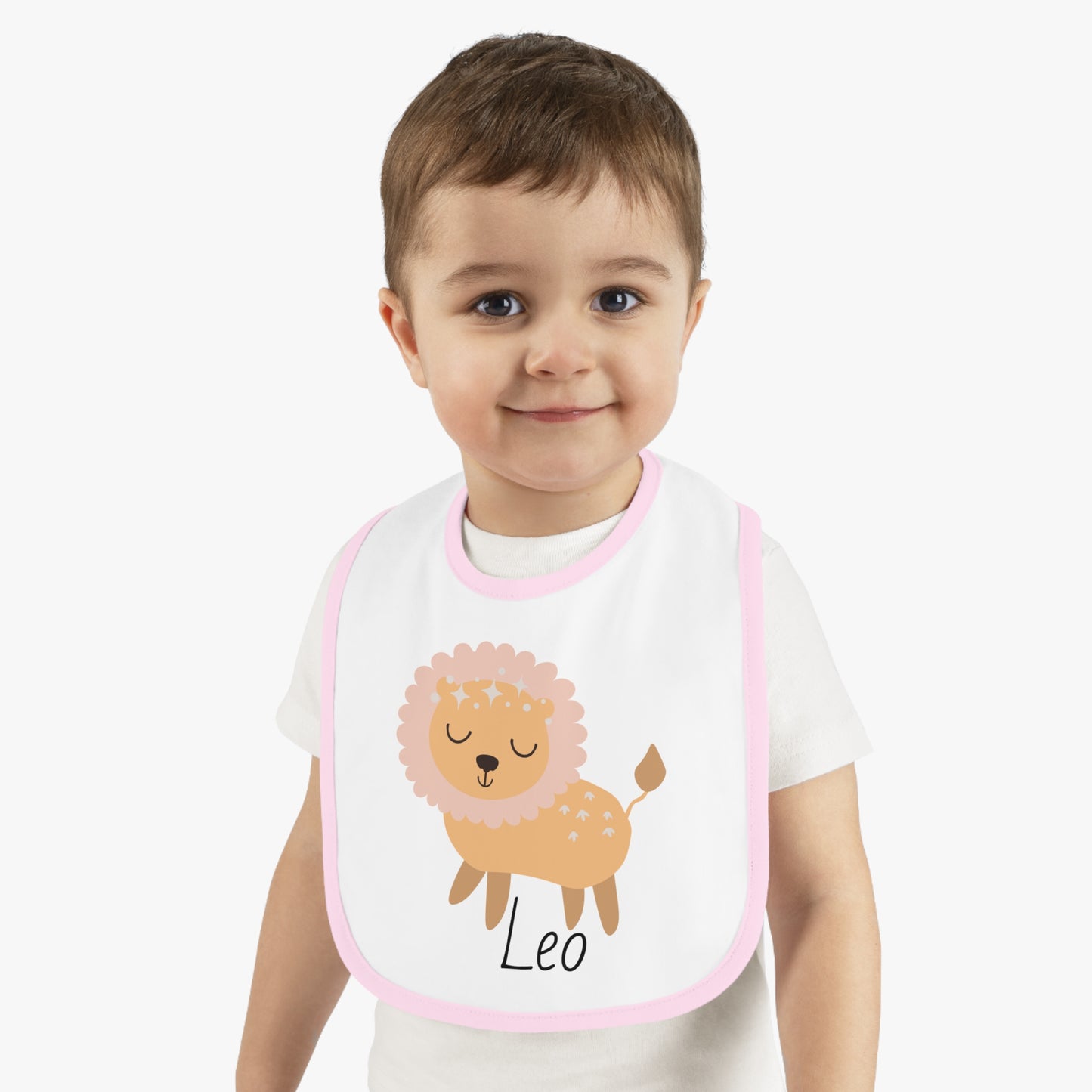 Leo Bib, Leo Baby Bib, Zodiac Sign Bib, Baby Contrast Trim Jersey Bib