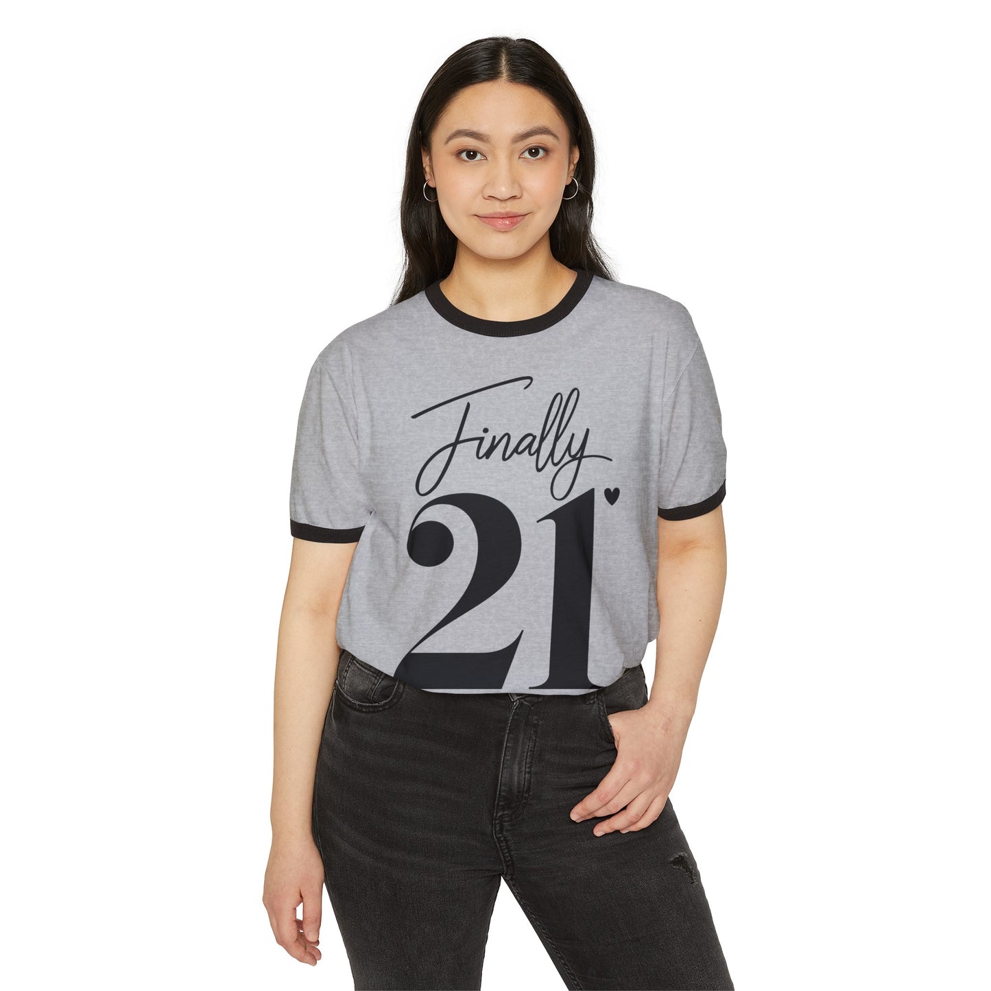 Finally 21, 21 years old, 21 today, 21st Tee, 21st T-shirt, 21st Ringer Tee, Unisex Cotton Ringer T-Shirt