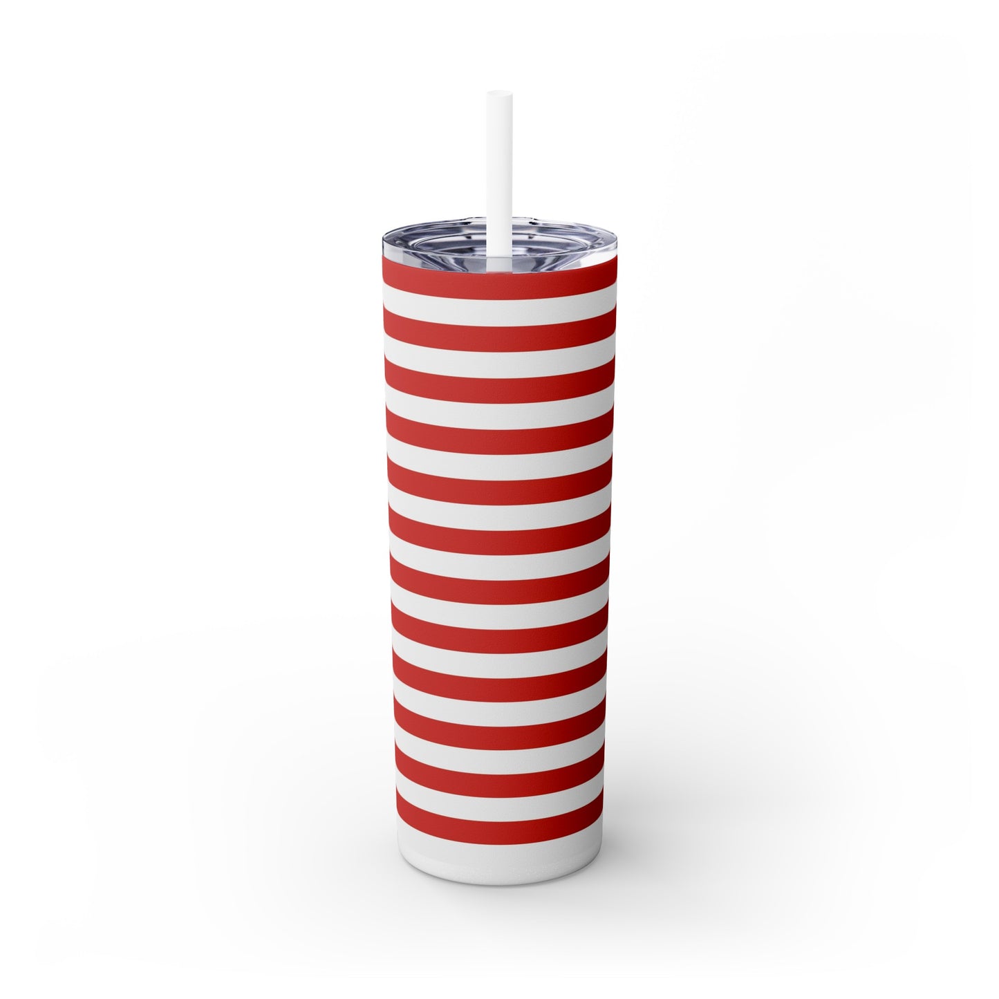 Red Stripes Americana Skinny Tumbler with Straw, 20oz