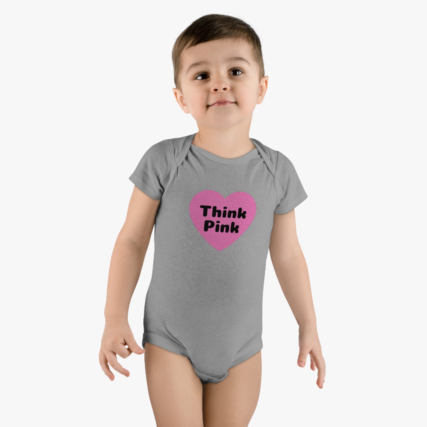 Think Pink, Think Pink Onesie, Think Pink Bodysuit, Think Pink Jumpsuit, Breast Cancer Awareness, Baby Short Sleeve Onesie®