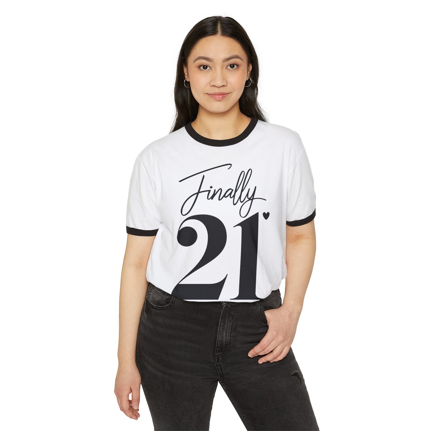 Finally 21, 21 years old, 21 today, 21st Tee, 21st T-shirt, 21st Ringer Tee, Unisex Cotton Ringer T-Shirt