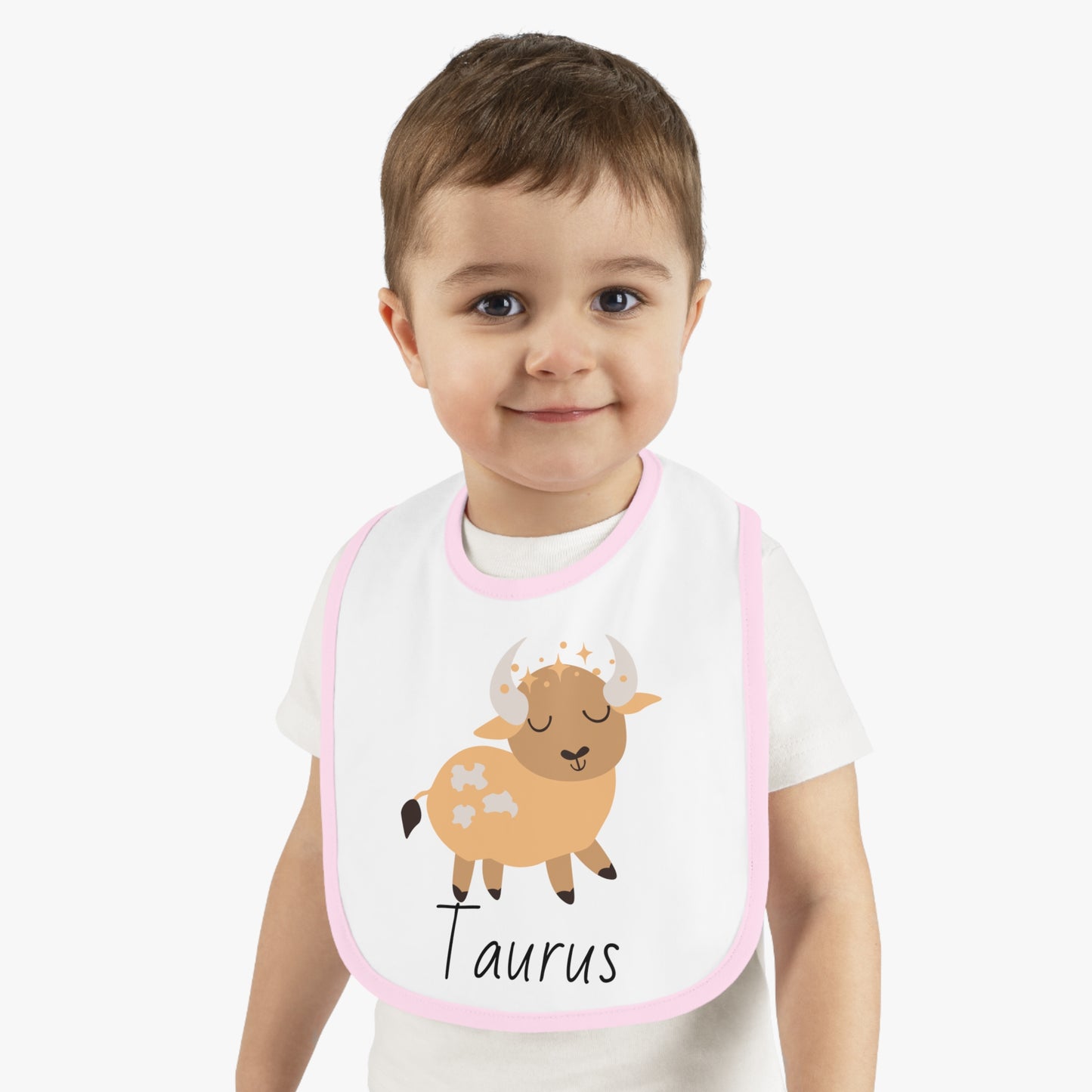Taurus Bib, Taurus Baby Bib, Zodiac Sign Bib, Baby Contrast Trim Jersey Bib