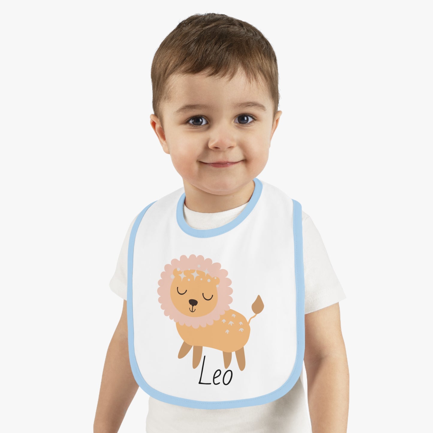 Leo Bib, Leo Baby Bib, Zodiac Sign Bib, Baby Contrast Trim Jersey Bib