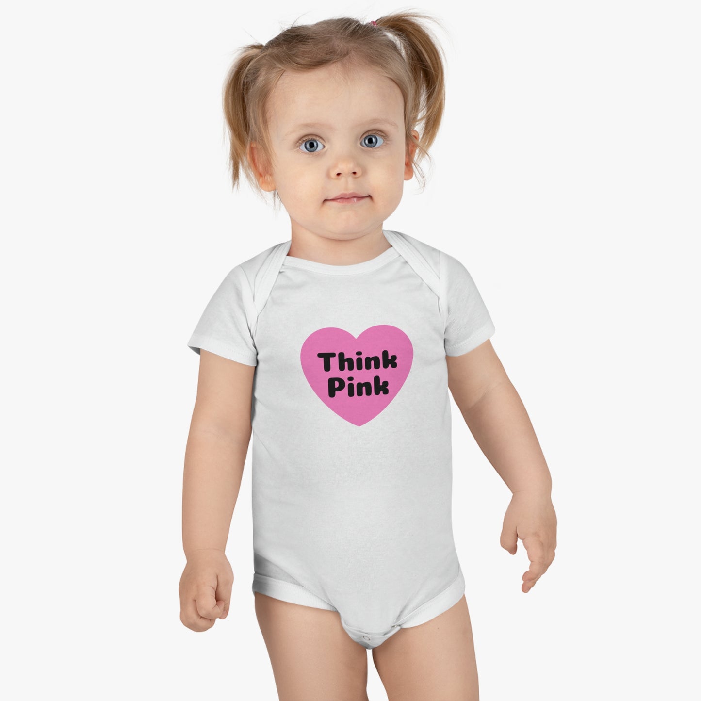 Think Pink, Think Pink Onesie, Think Pink Bodysuit, Think Pink Jumpsuit, Breast Cancer Awareness, Baby Short Sleeve Onesie®