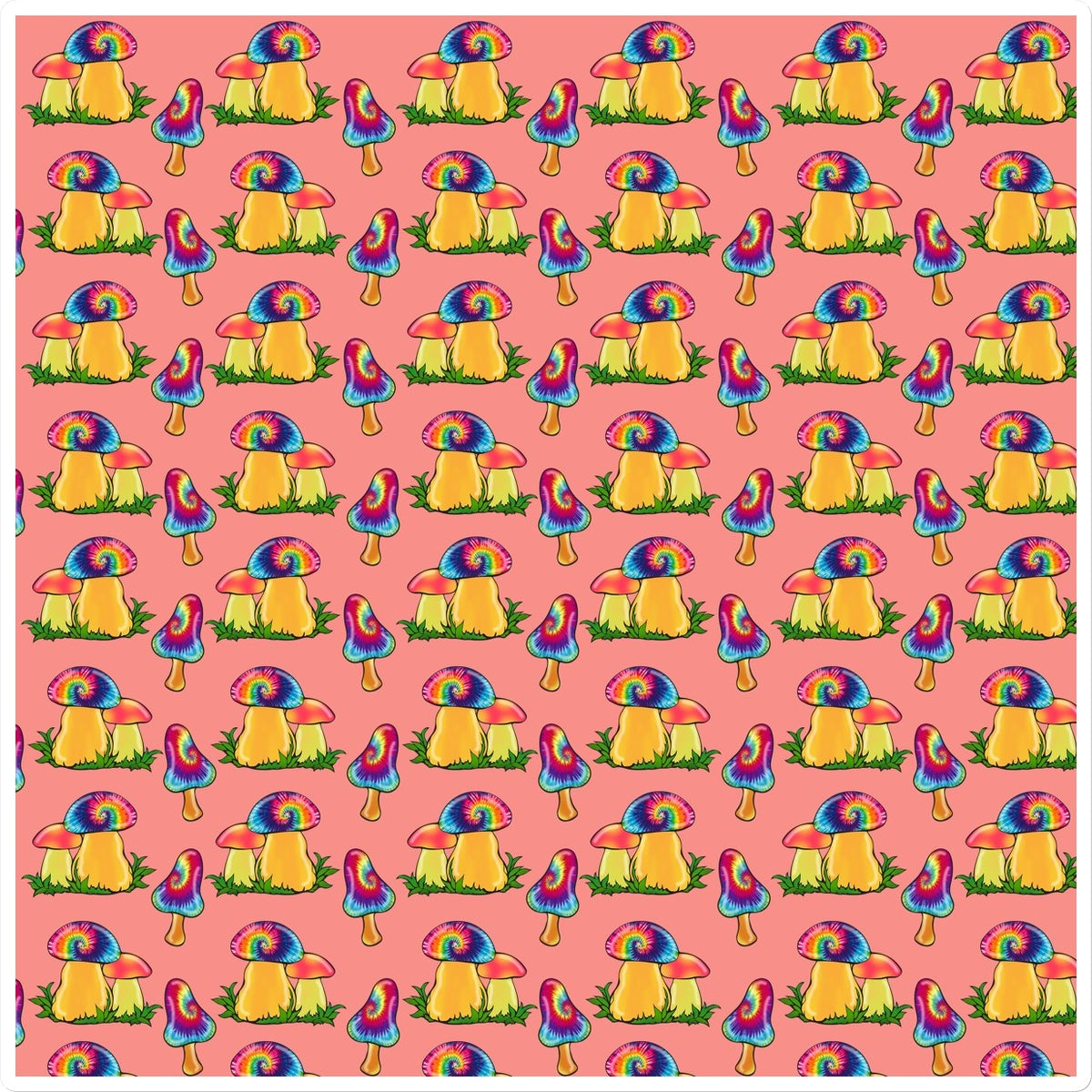Retro Mushroom Pattern - Pink Sticker