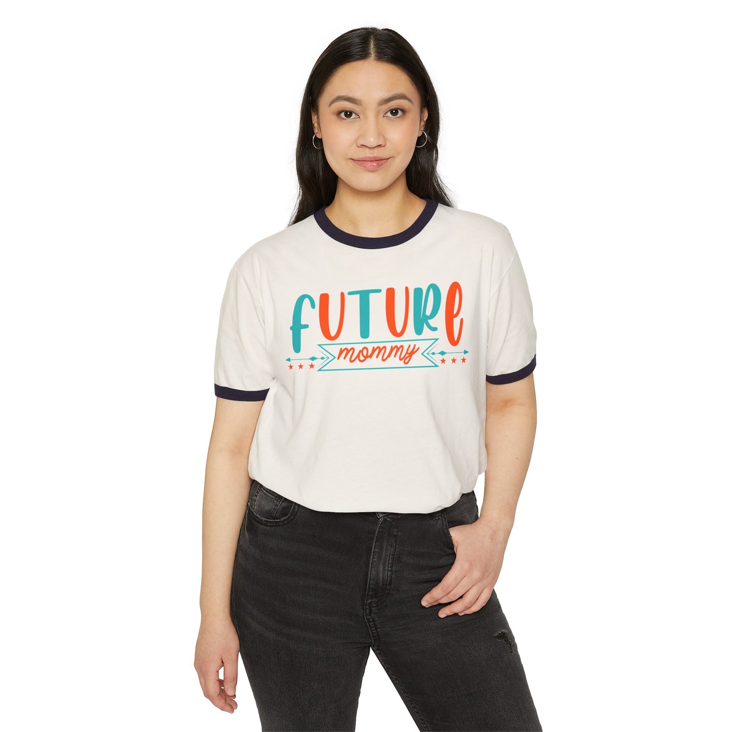 Future Mommy, Future Mommy Tee, Future Mommy Ringer Tee, Future Mommy Tee, Pregnancy Tee, Pregnancy Ringer Tee, Unisex Cotton Ringer T-Shirt