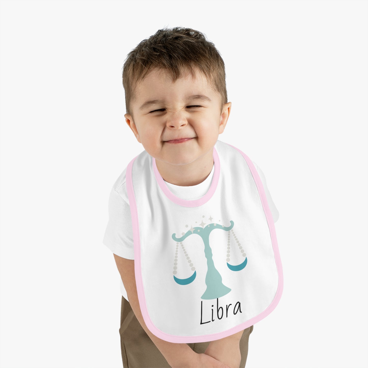 Libra Bib, Libra Baby Bib, Zodiac Sign Bib, Baby Contrast Trim Jersey Bib