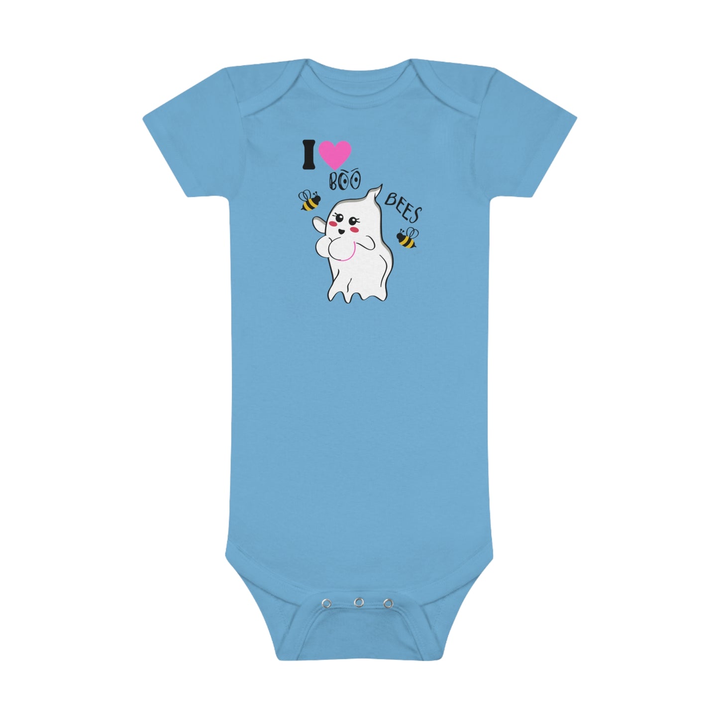 I Love Boo Bees Breast Cancer Awareness Halloween, Jumpsuit, Baby Short Sleeve Onesie®