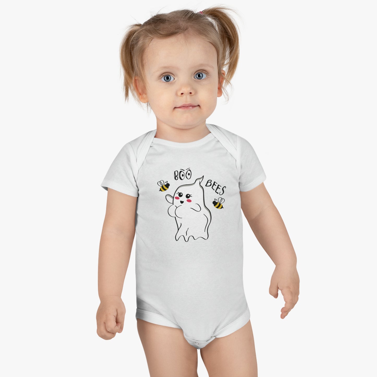 Boo Bees Breast Cancer Awareness Halloween, Bodysuit, Baby Short Sleeve Onesie®