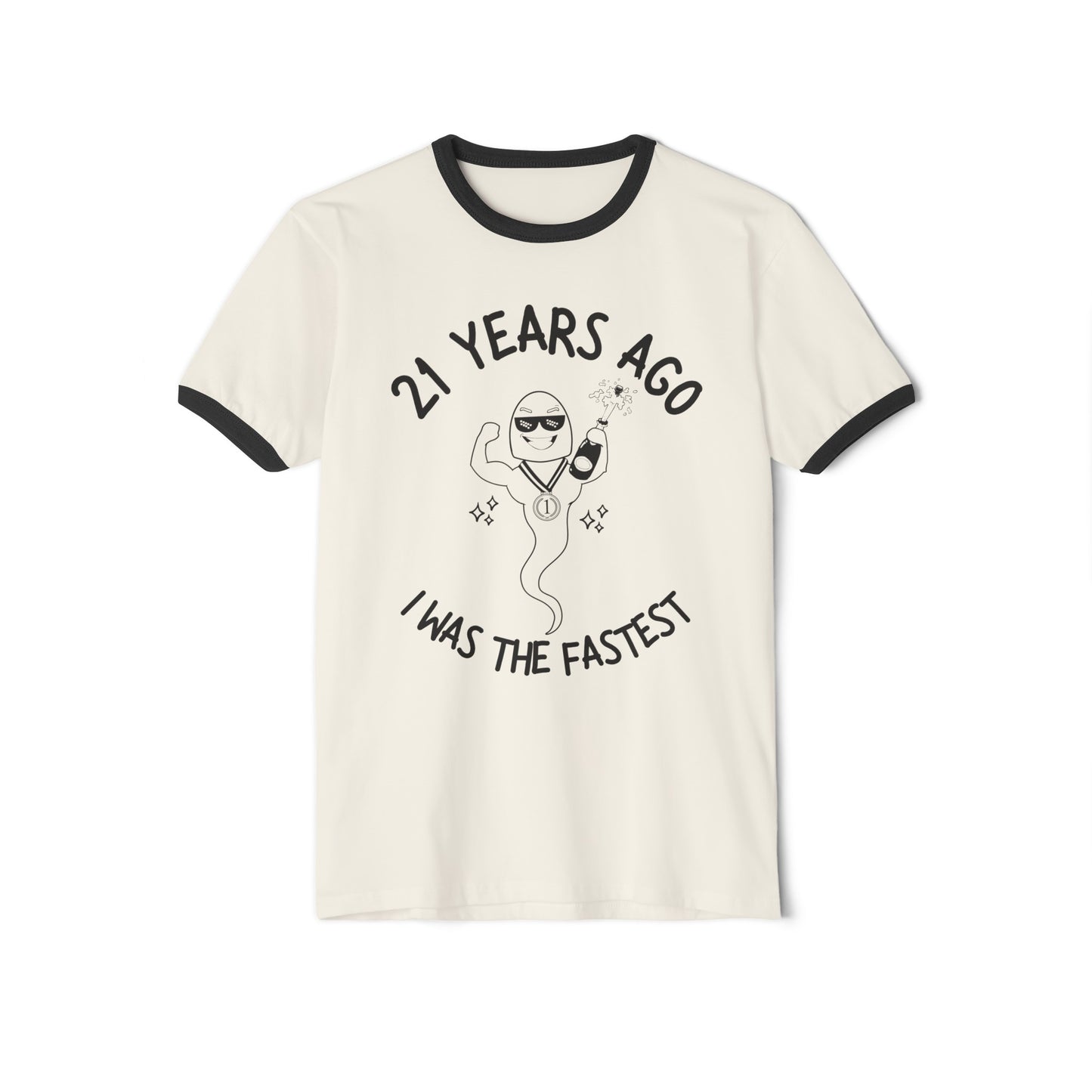 21 Years Ago I was the Fastest, 21st Birthday Tee, 21st Birthday Ringer Tee, 21st Birthday funny tee, funny 21st tee, Unisex Cotton Ringer T-Shirt