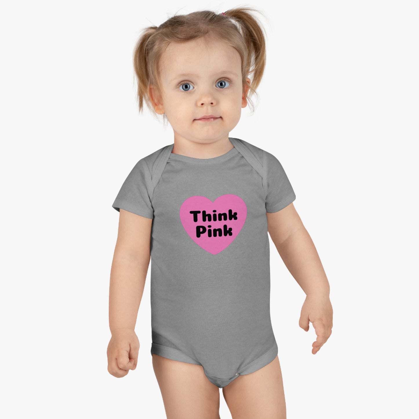 Think Pink, Think Pink Onesie, Think Pink Bodysuit, Think Pink Jumpsuit, Breast Cancer Awareness, Baby Short Sleeve Onesie®