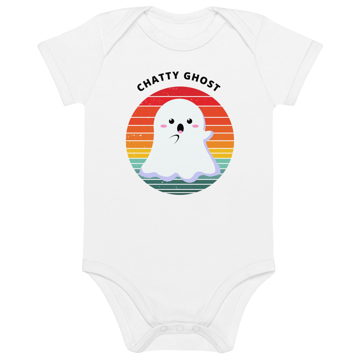 Chatty Ghost Halloween Organic Cotton baby bodysuit