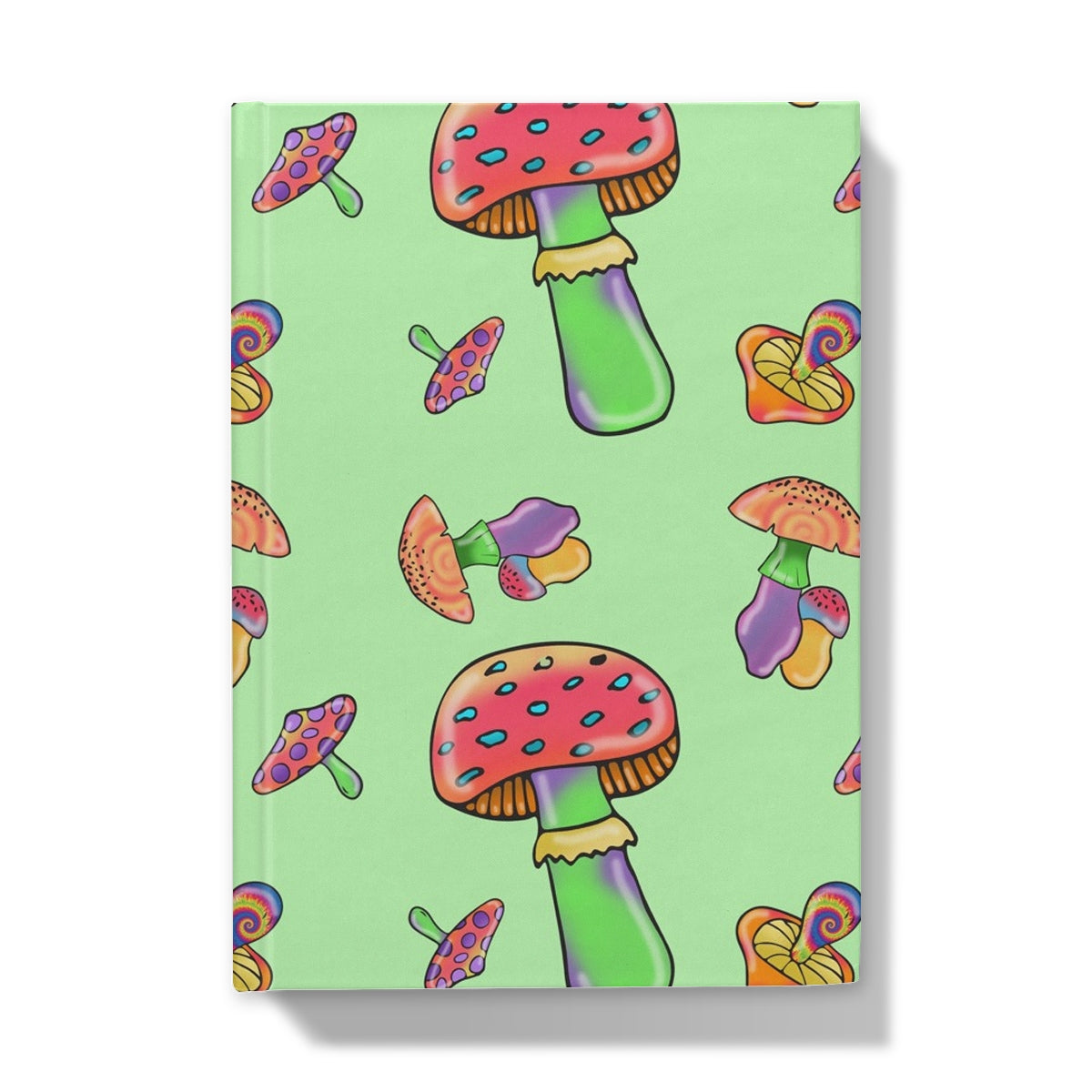 Retro Mushroom Pattern - Green Hardback Journal