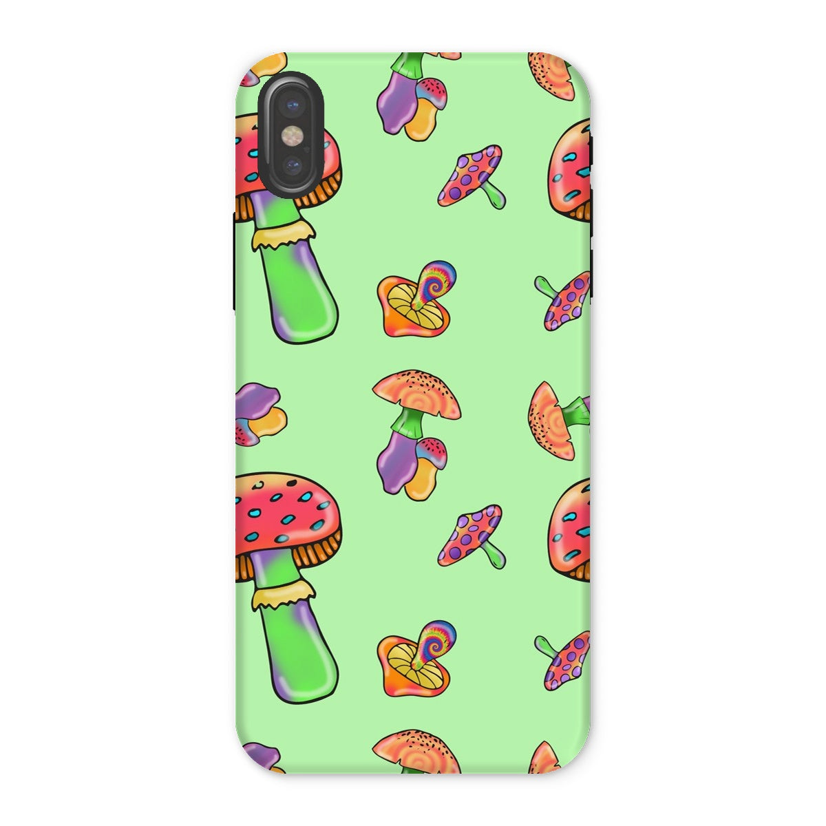 Retro Mushroom Pattern - Green Tough Phone Case