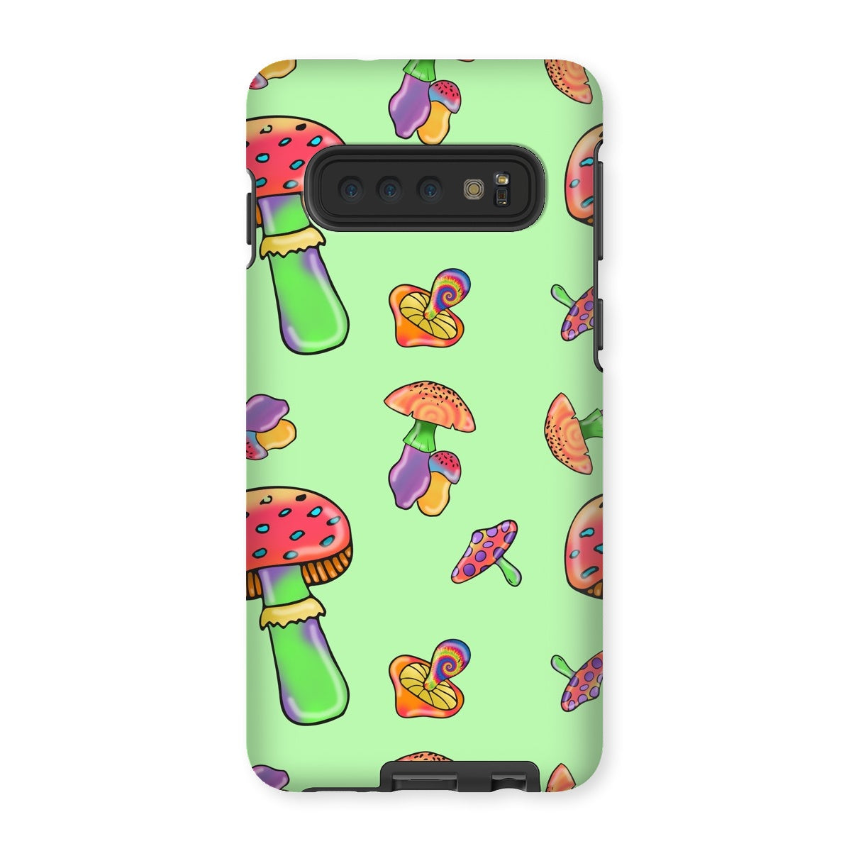 Retro Mushroom Pattern - Green Tough Phone Case