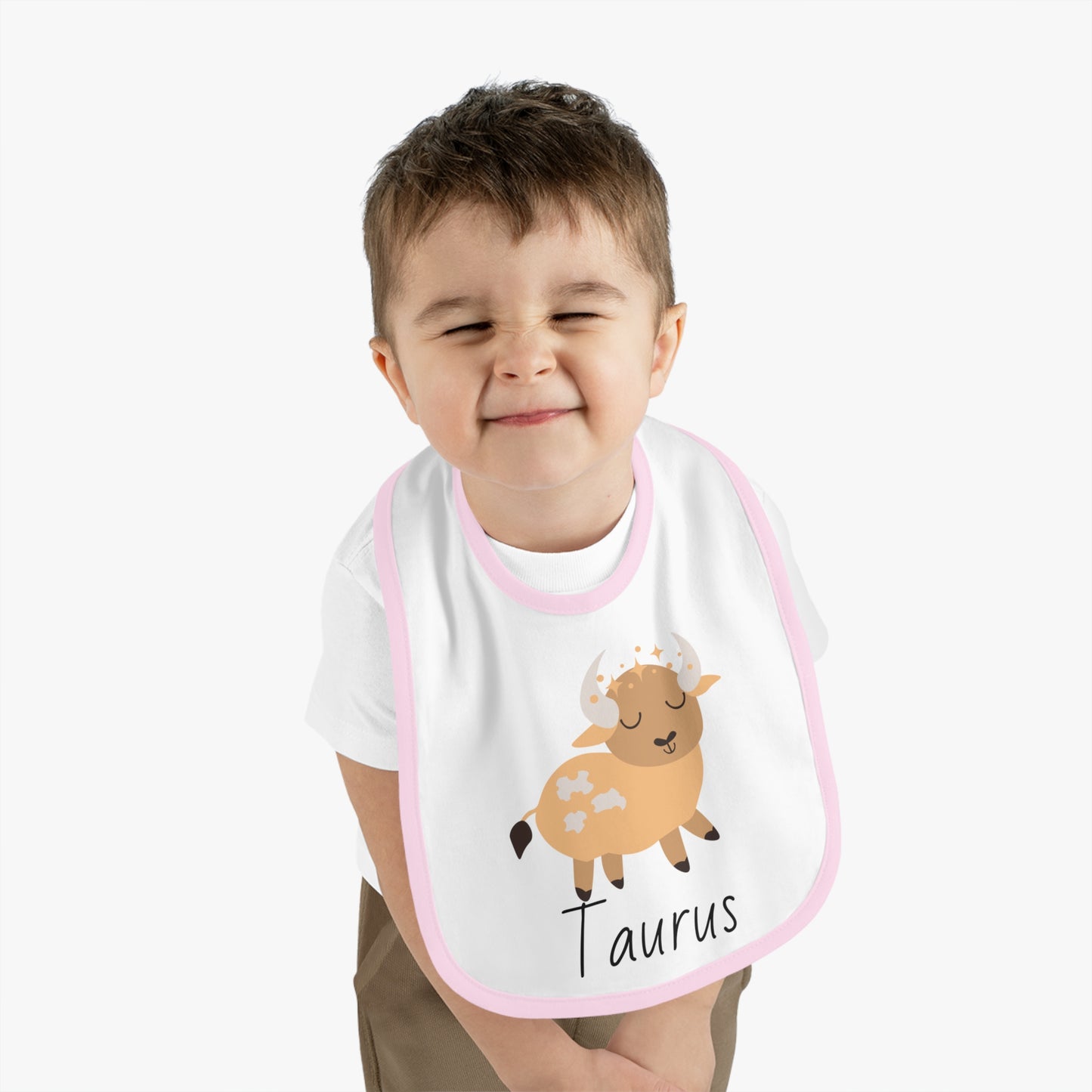 Taurus Bib, Taurus Baby Bib, Zodiac Sign Bib, Baby Contrast Trim Jersey Bib