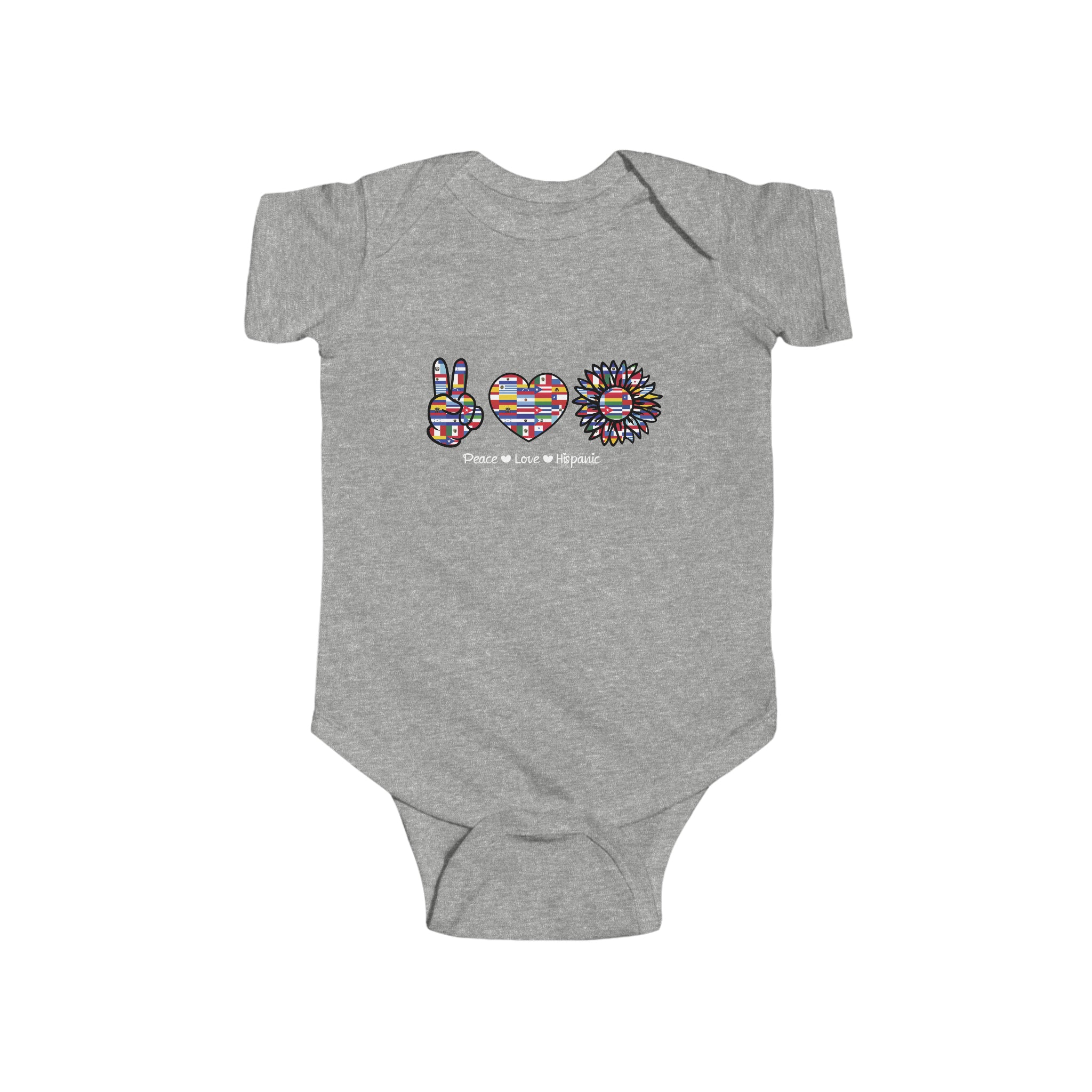 Peace, Heart, Flower Flag -  Hispanic Heritage Month Infant  Bodysuit