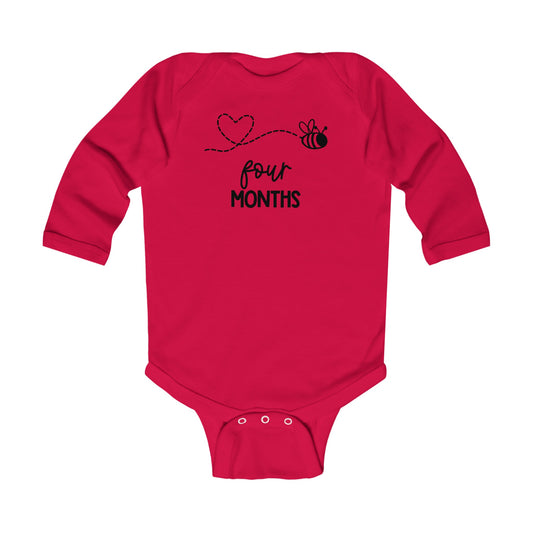 Four Months, Four Months Old, Month Milestones, Baby Milestones, Infant Long Sleeve Bodysuit