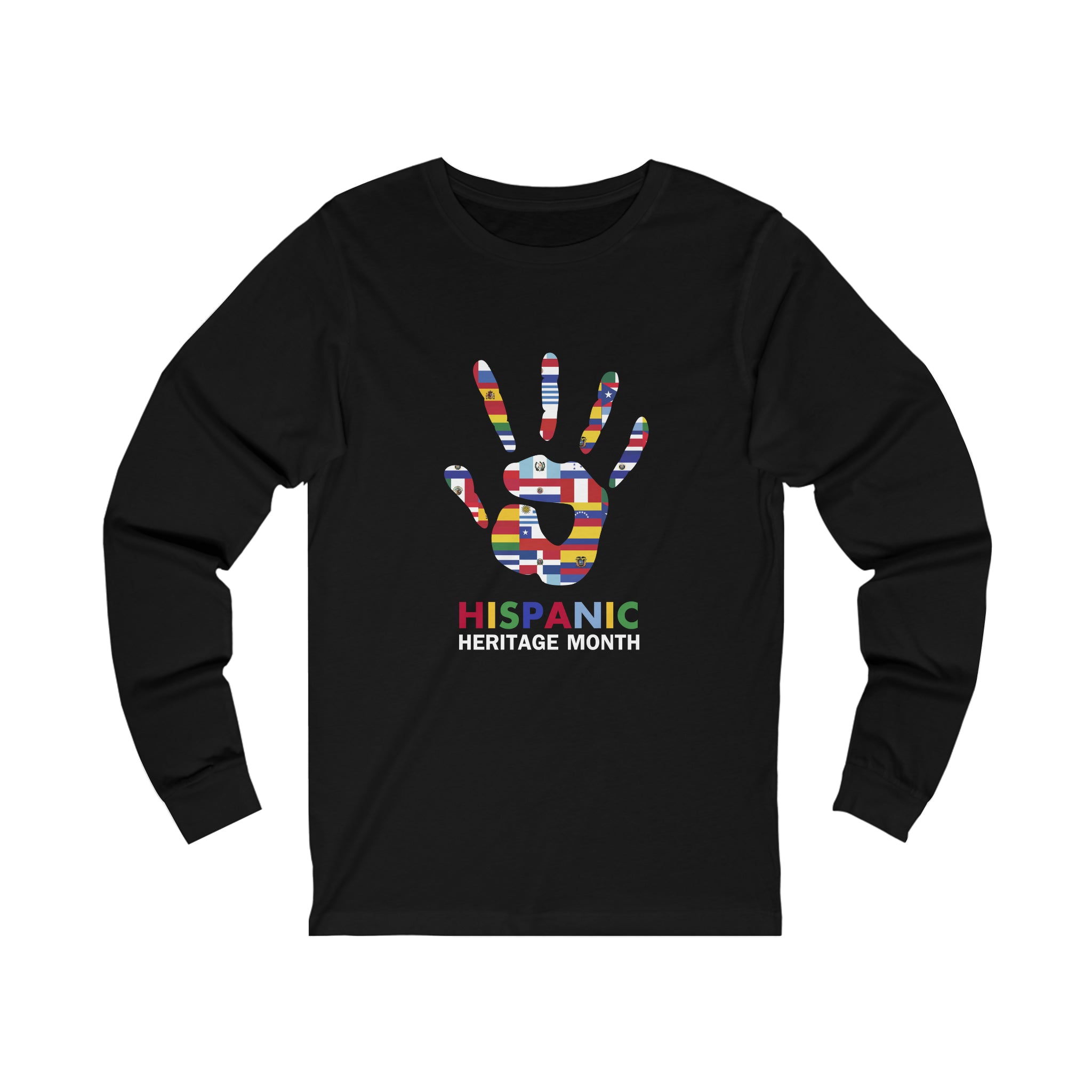 Flag Handprint - Hispanic Heritage Month Unisex  Long Sleeve Tee