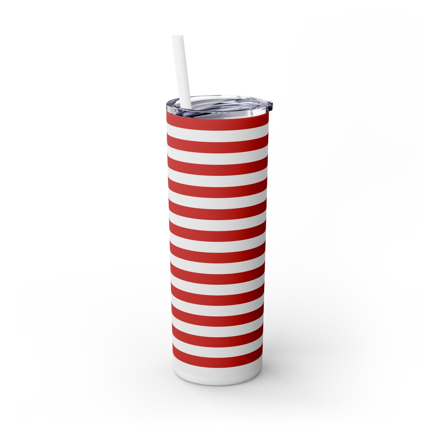 Red Stripes Americana Skinny Tumbler with Straw, 20oz