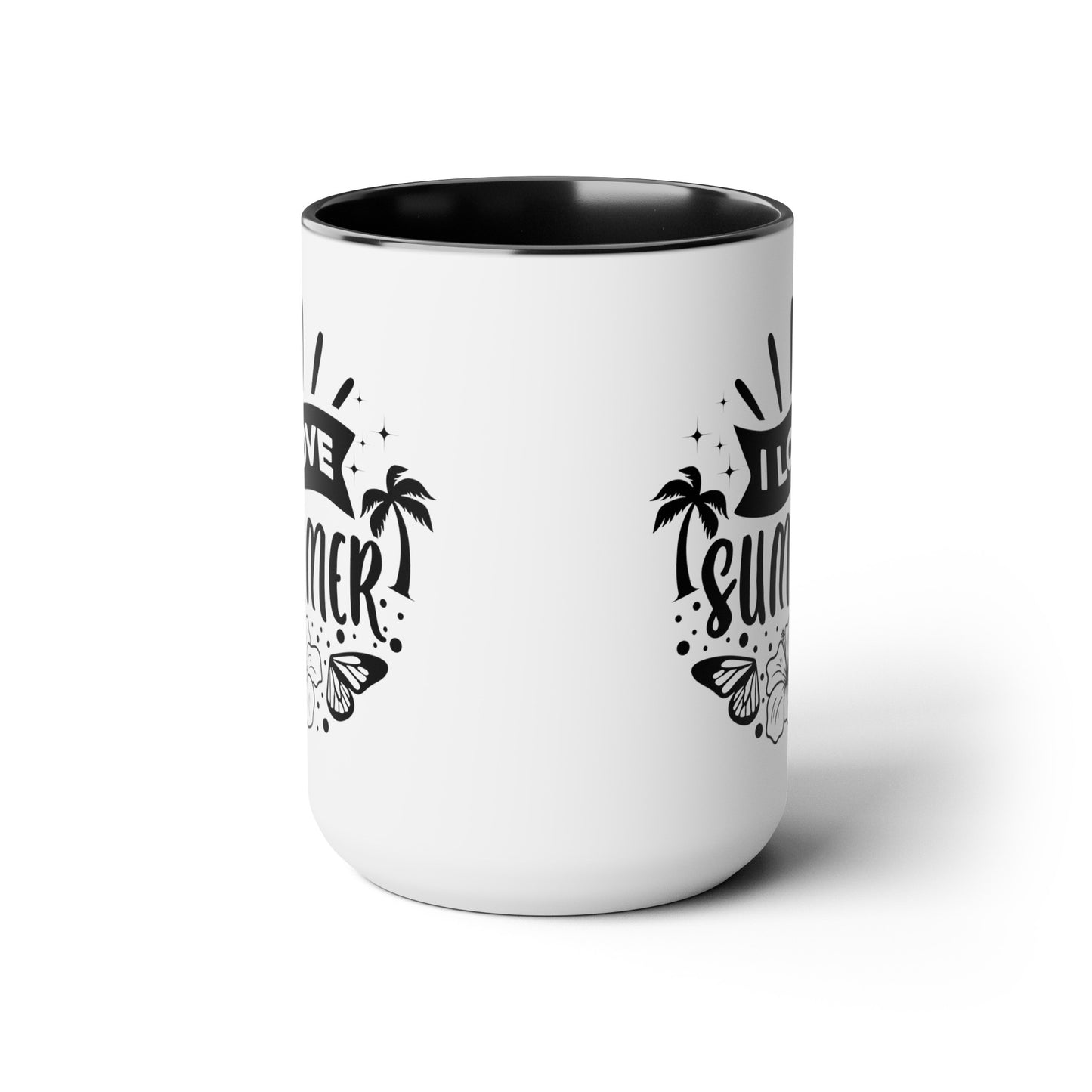 I Love Summer Two-Tone Coffee Mugs, 15oz