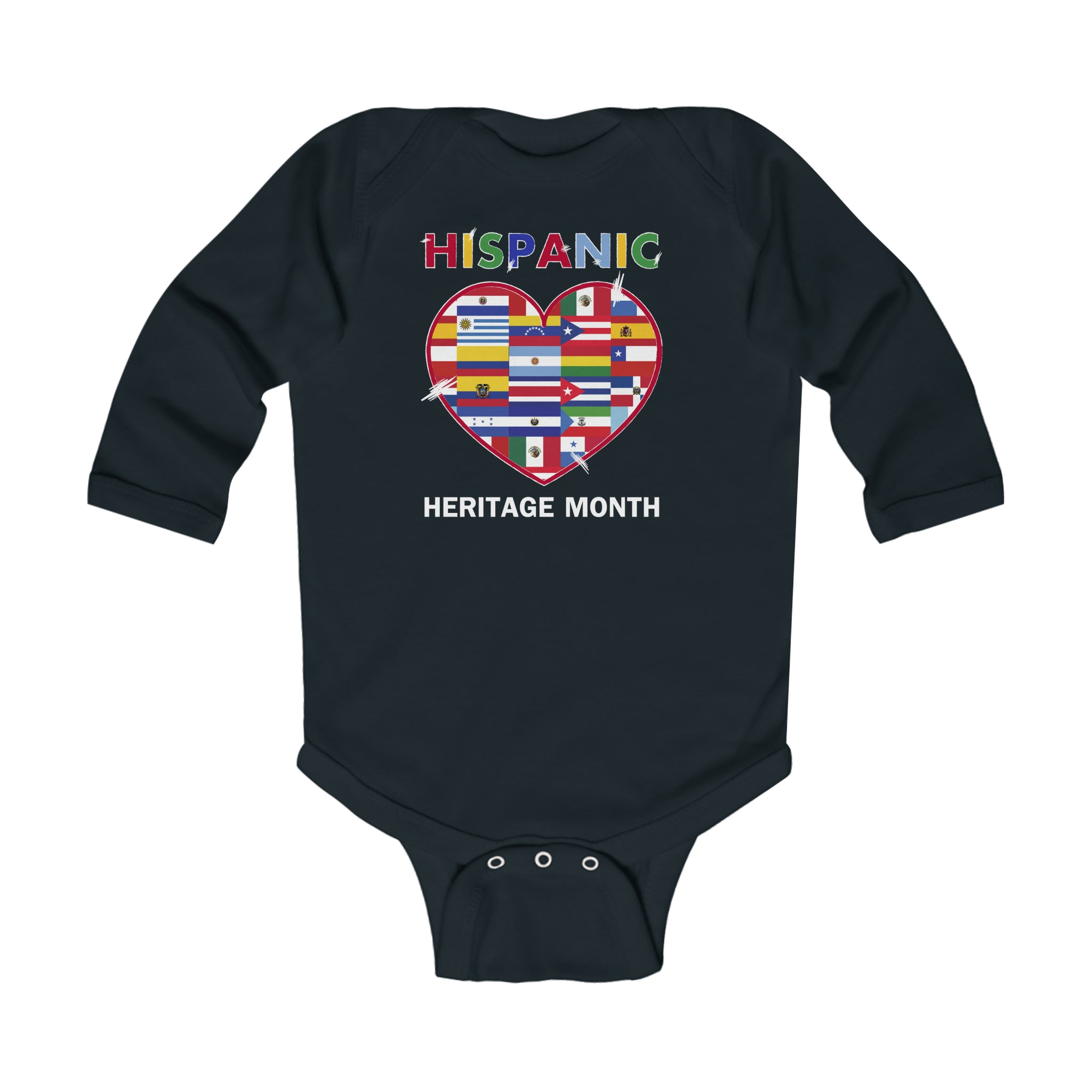 Flag Heart - Hispanic Heritage Month Infant Long Sleeve Bodysuit