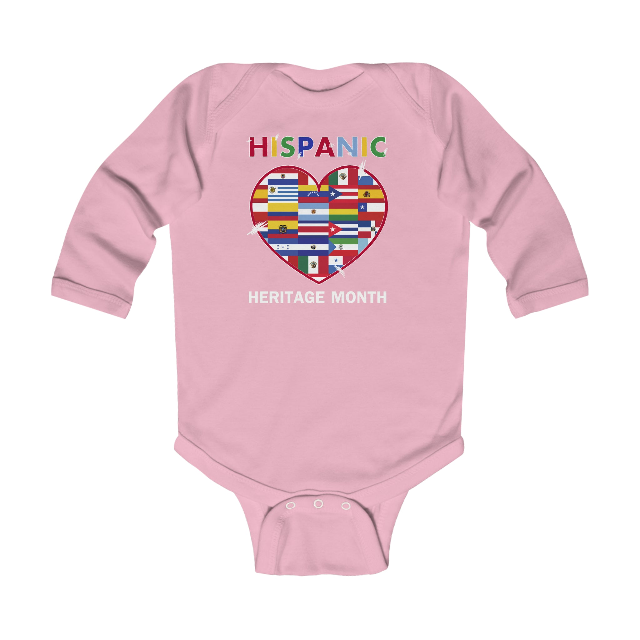 Flag Heart - Hispanic Heritage Month Infant Long Sleeve Bodysuit