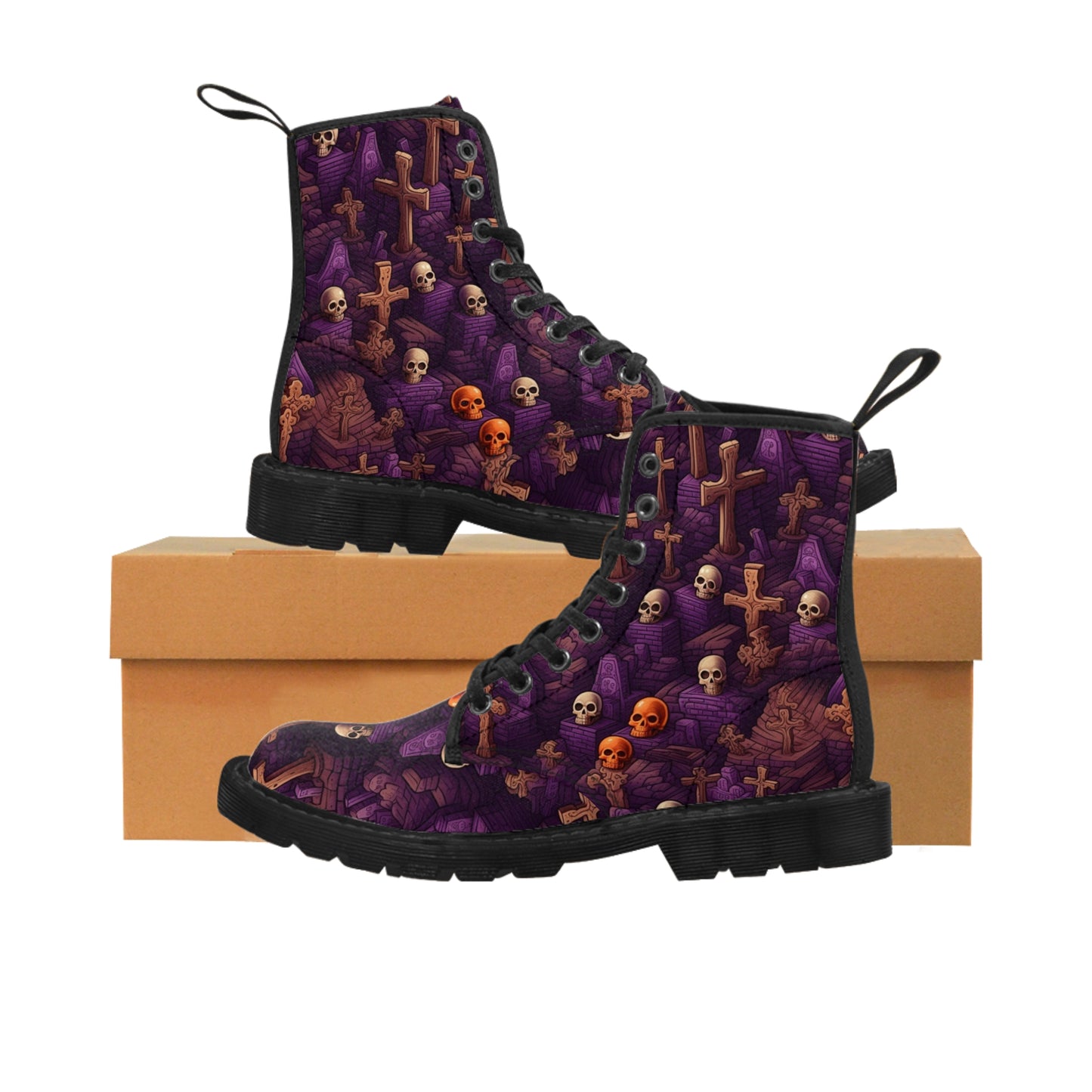 Skulls & Crosses Halloween Men's Canvas Boots