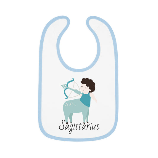 Sagittarius Bib, Sagittarius Baby Bib, Zodiac Sign Bib, Baby Contrast Trim Jersey Bib