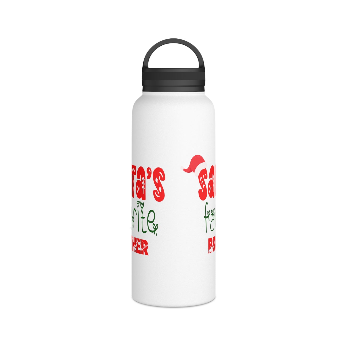 Santa's Favorite Brother Stainless Steel Water Bottle, Handle Lid