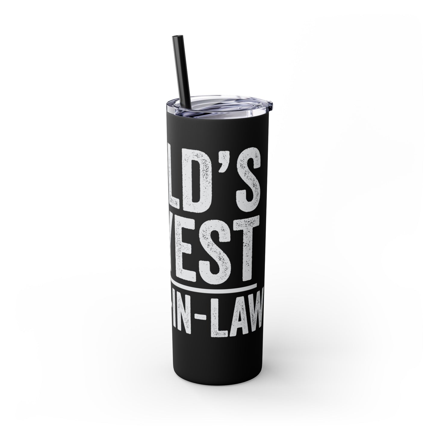 World's  Okayest Father-In-Law Skinny Tumbler with Straw, 20oz