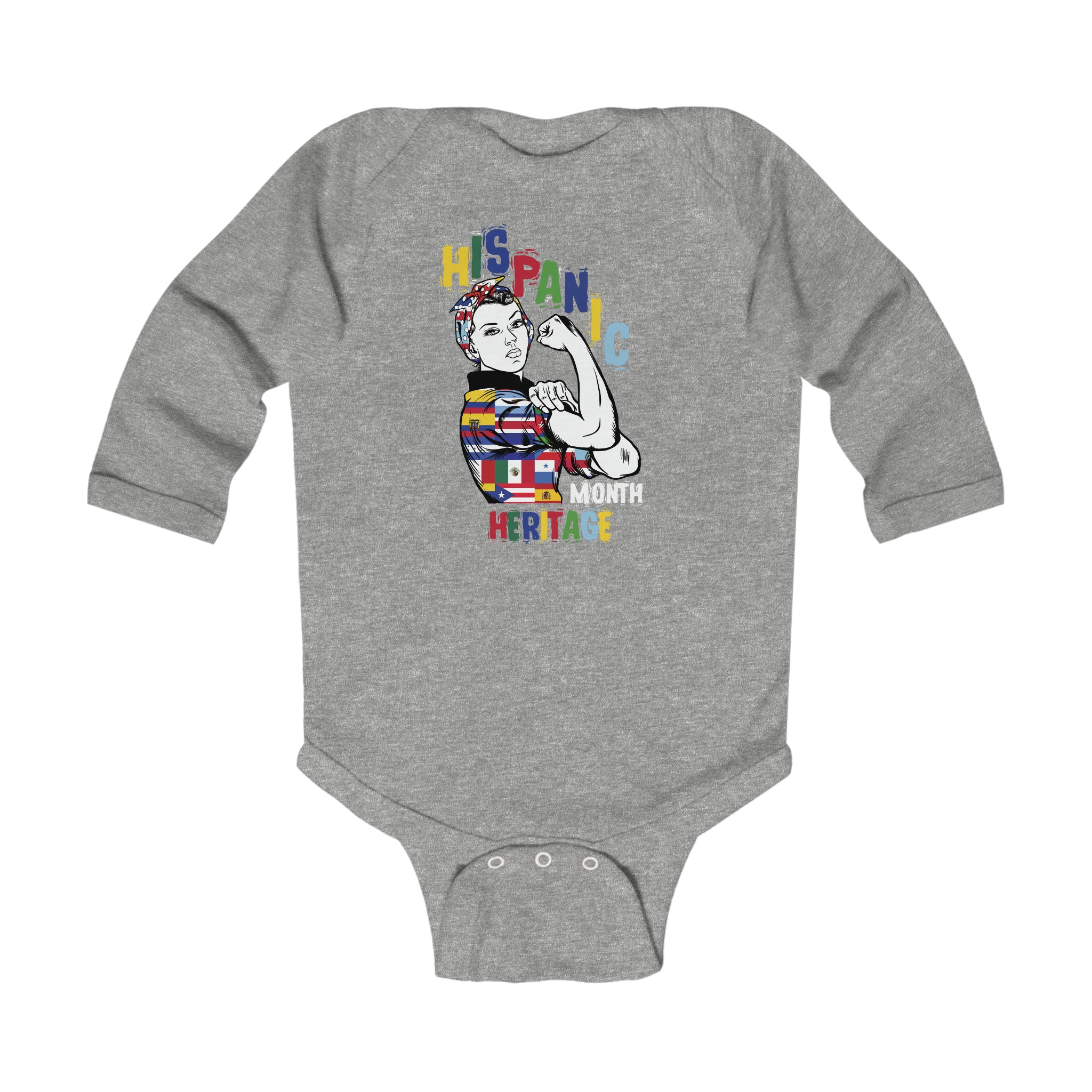 Muscle Strong Woman - Hispanic Heritage Month Infant Long Sleeve Bodysuit