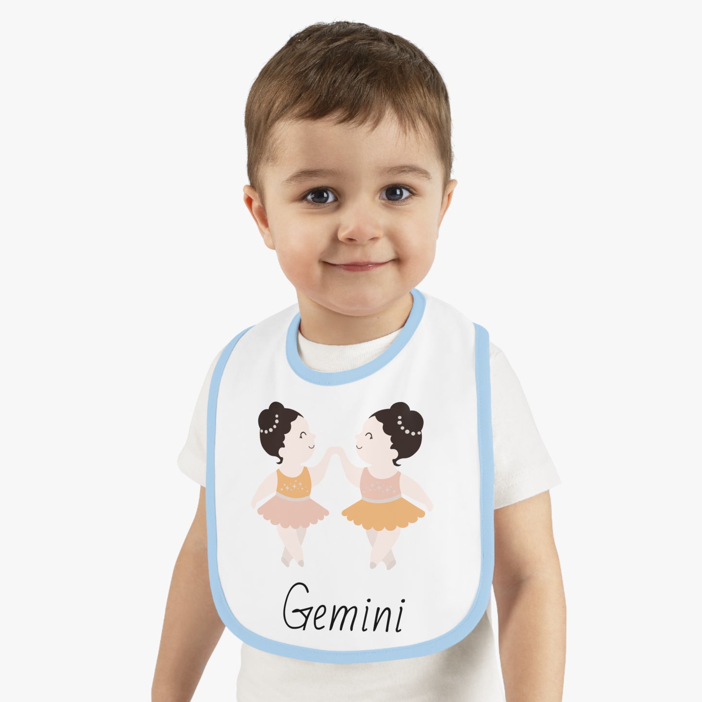 Gemini Bib, Gemini Baby Bib, Zodiac Sign Bib, Baby Contrast Trim Jersey Bib