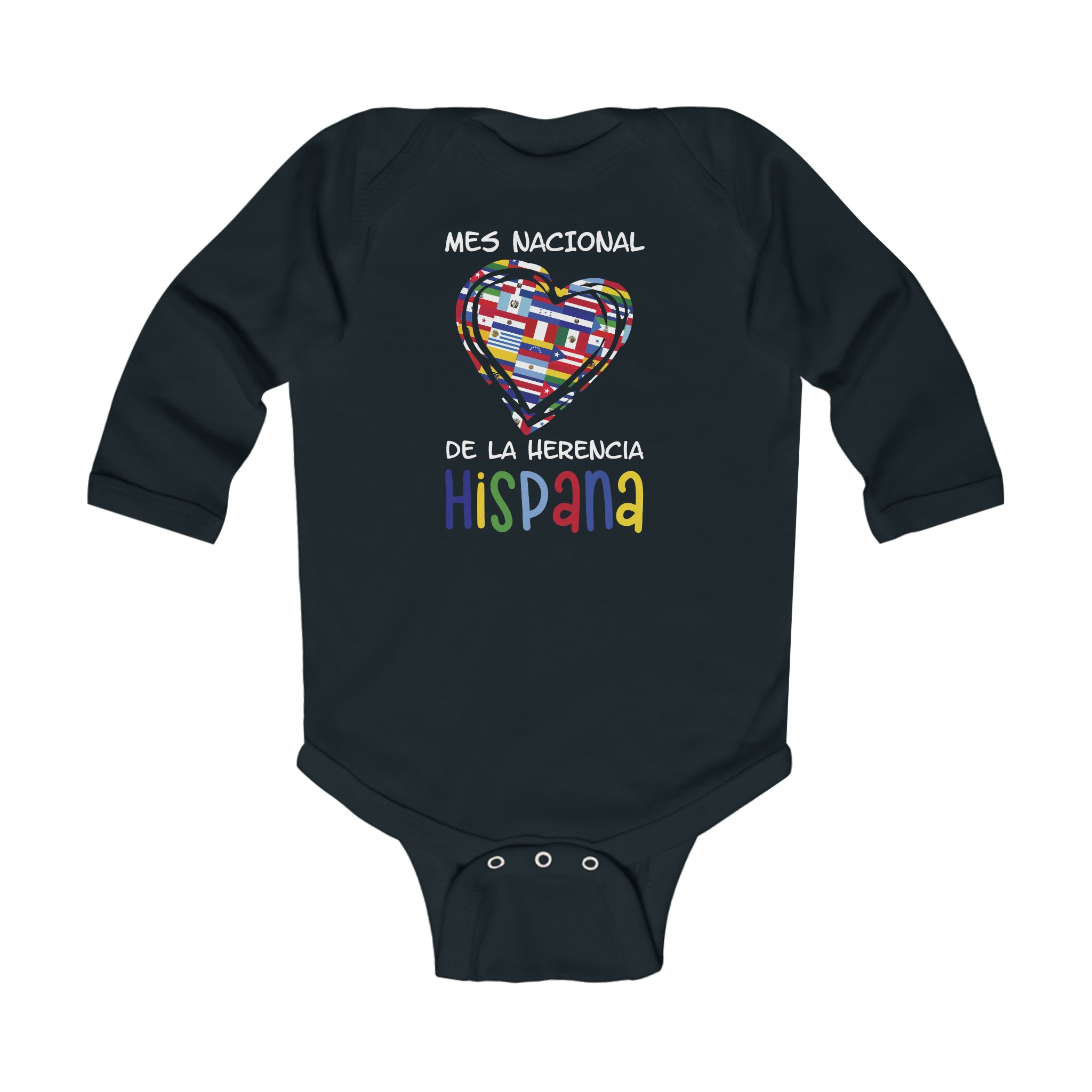 Mes Nacional Heart - Hispanic Heritage Month Infant Long Sleeve Bodysuit