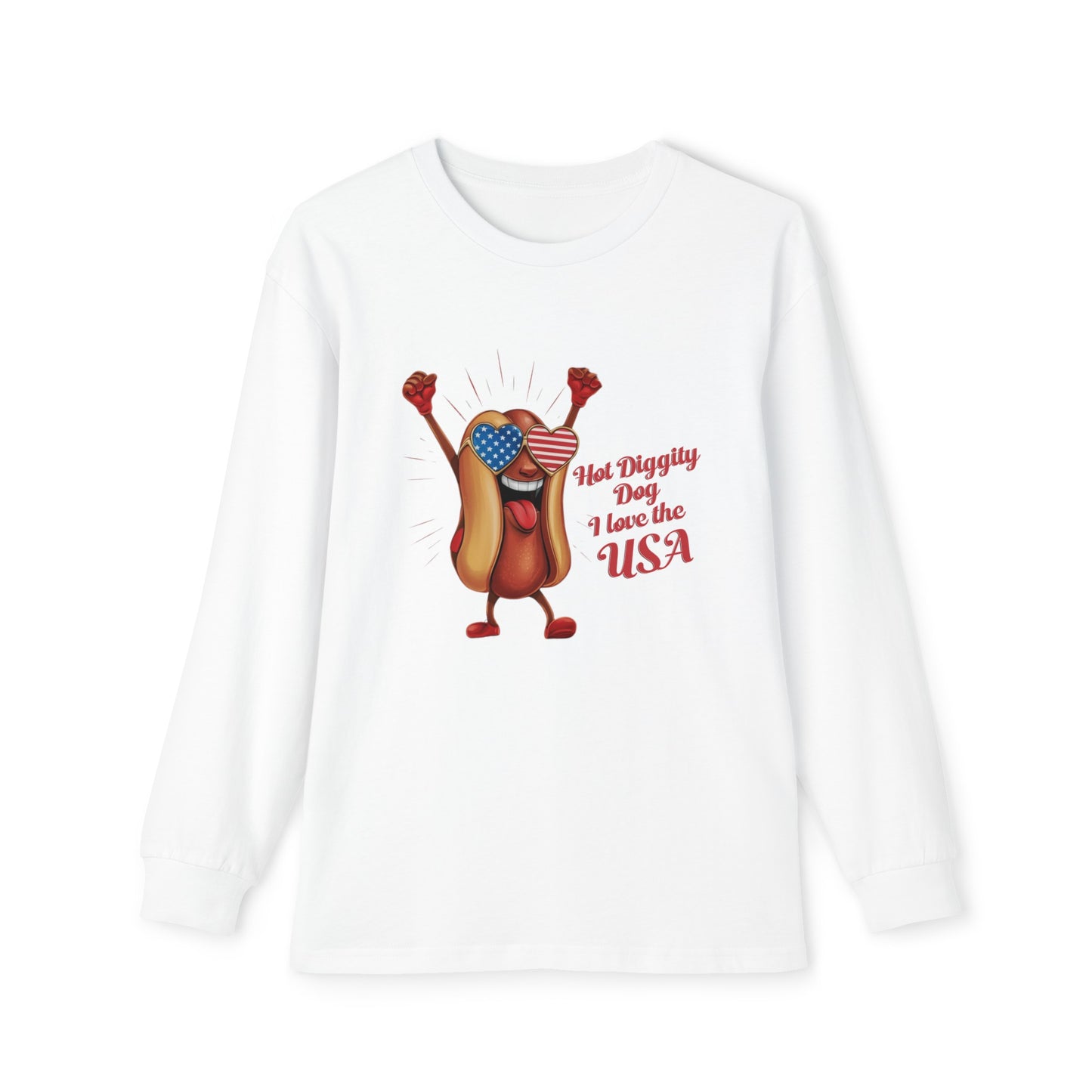 Hot Diggity Dog I Love The USA, Pajama Set, Youth Pajama Set, Youth Long Sleeve Holiday Outfit Set