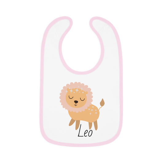 Leo Bib, Leo Baby Bib, Zodiac Sign Bib, Baby Contrast Trim Jersey Bib