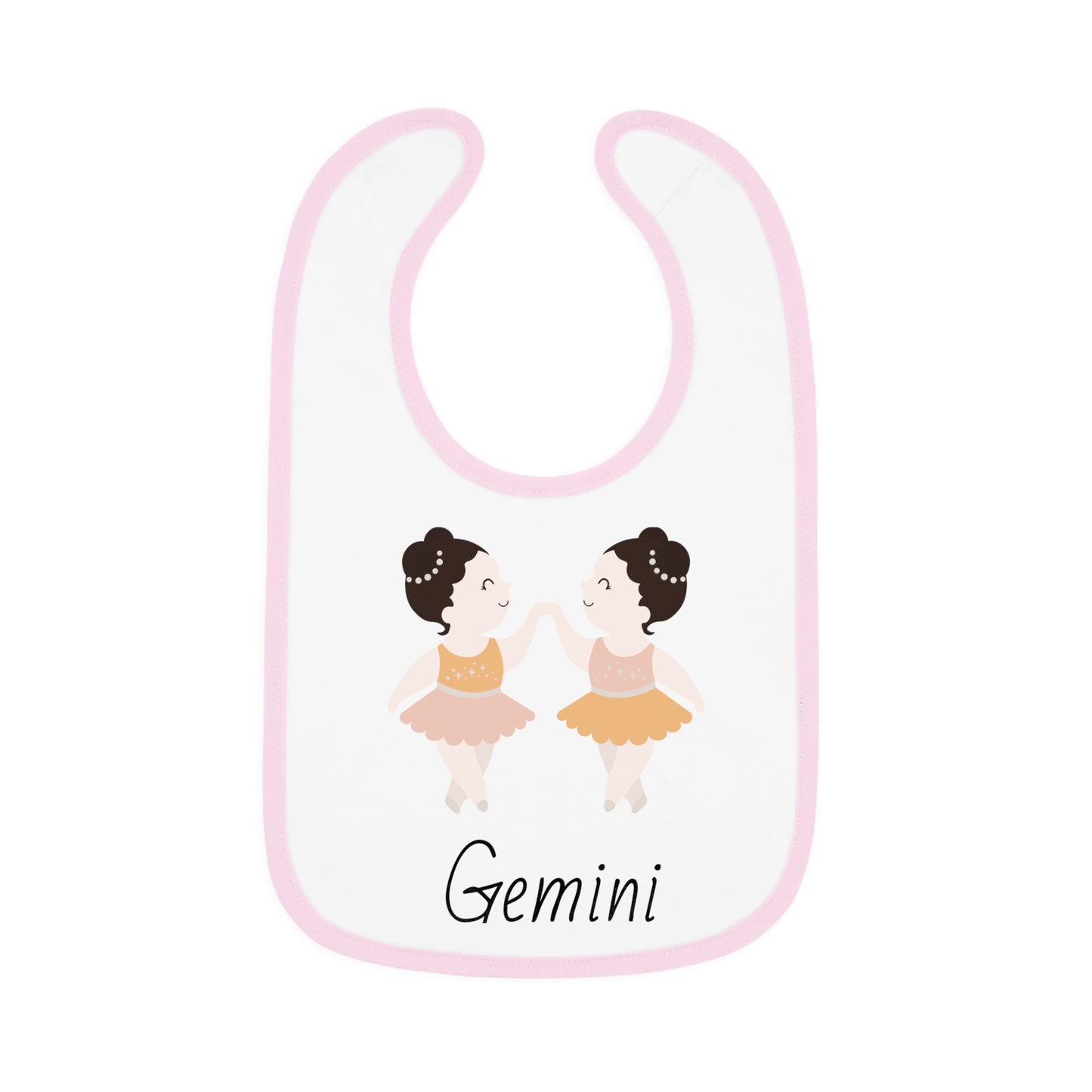 Gemini Bib, Gemini Baby Bib, Zodiac Sign Bib, Baby Contrast Trim Jersey Bib