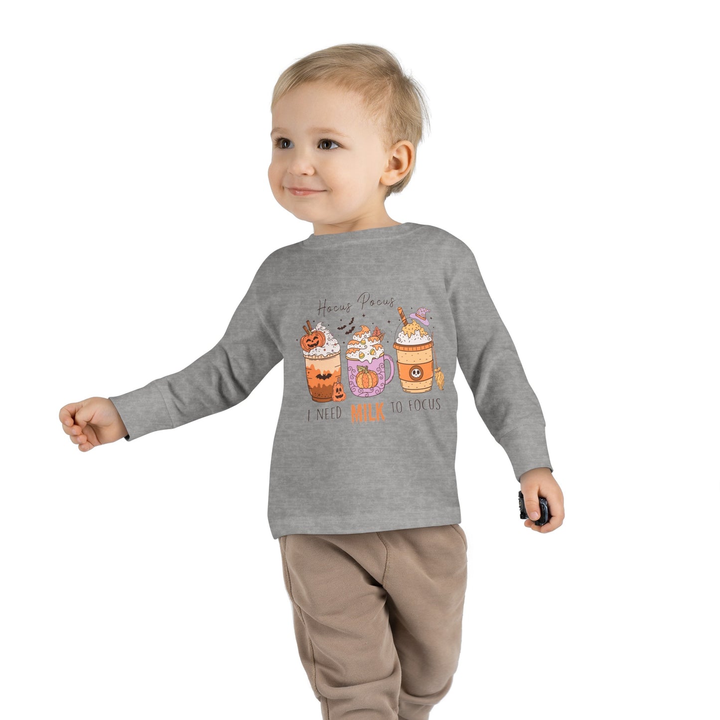 Hocus Pocus I Need Milk To Focus Toddler Long Sleeve Tee