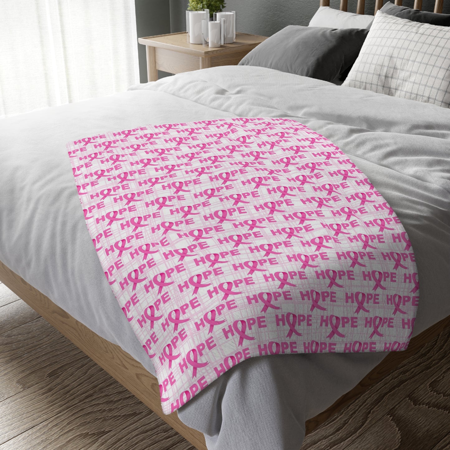 Breast Cancer Awareness, BCA Blanket, Breat Cancer Blanket, Velveteen Microfiber Blanket (Two-sided print)