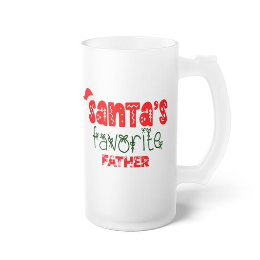 Santa's Favorite Father Frosted Glass Beer Mug