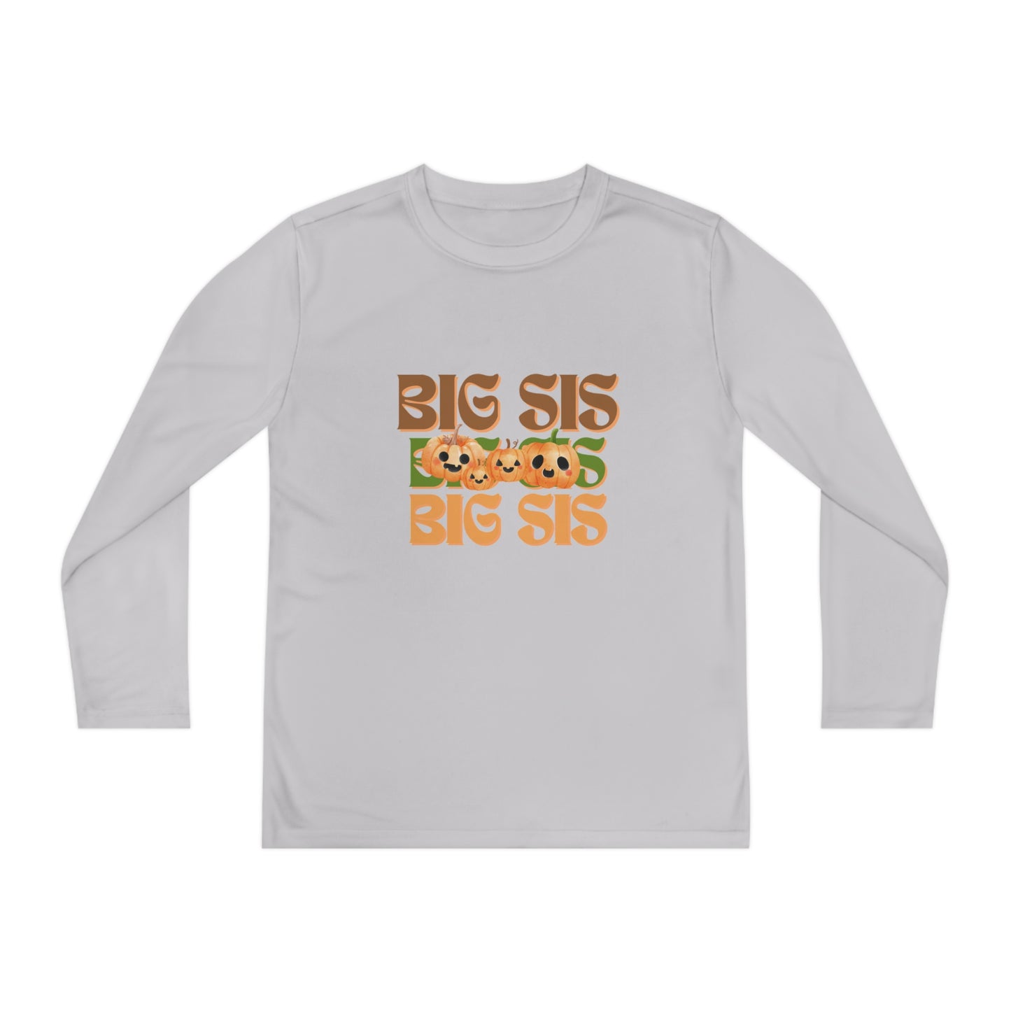 Big Sis Pumpkin Youth Long Sleeve Competitor Tee